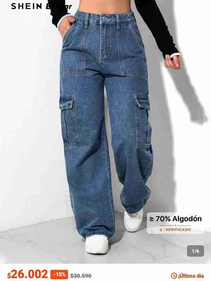 Pantalones cargo denim azul
