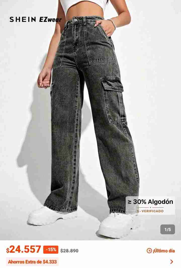 Pantalones cargo negros Shein