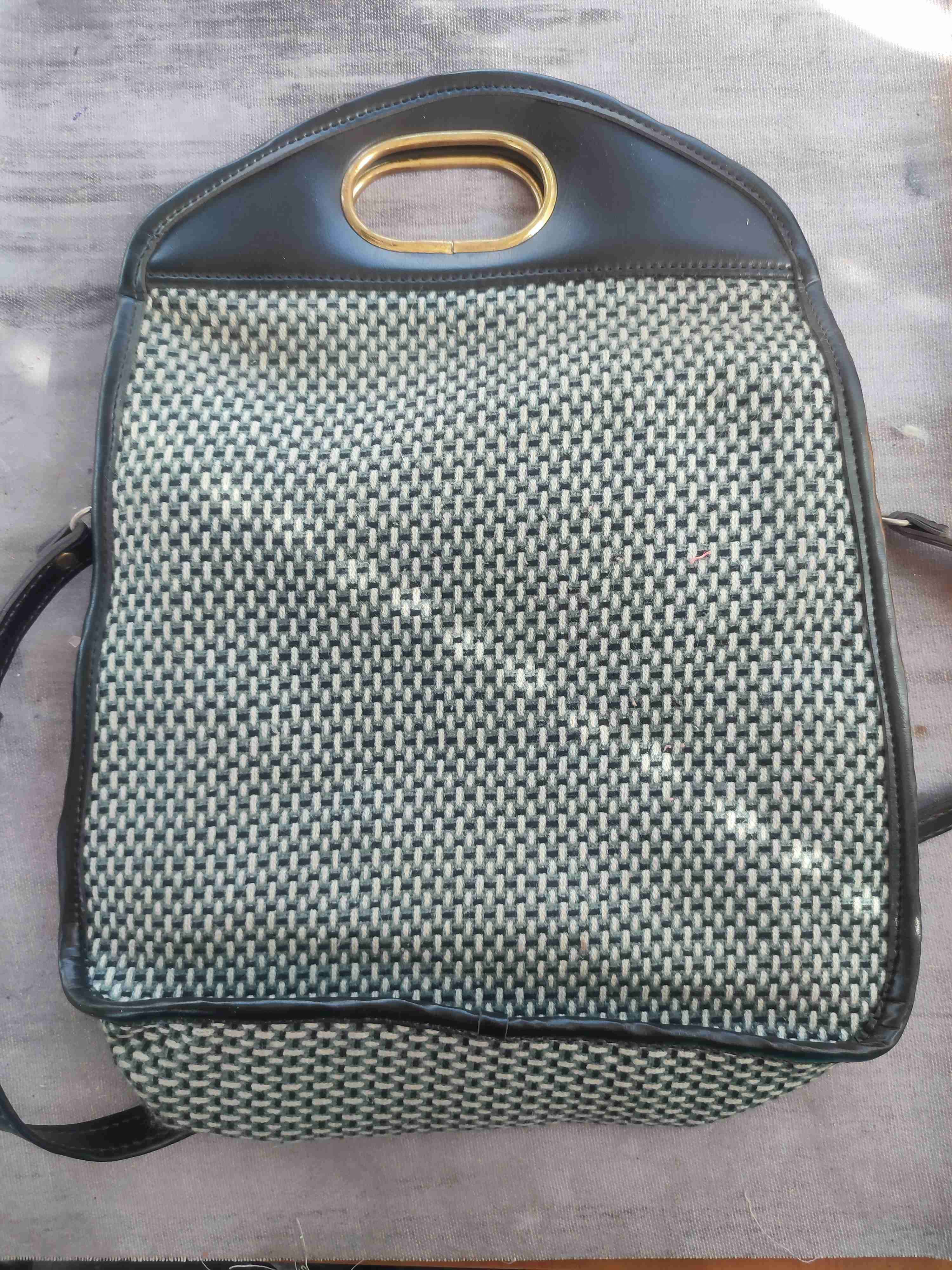 Bolso de hombro tejido y cuero - miniatura 3