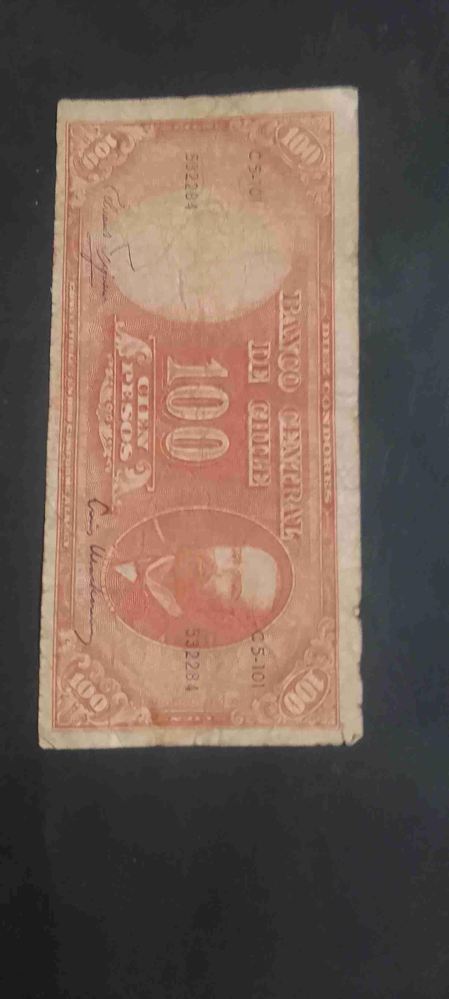 Billete antiguo 100 pesos 1960 Chile