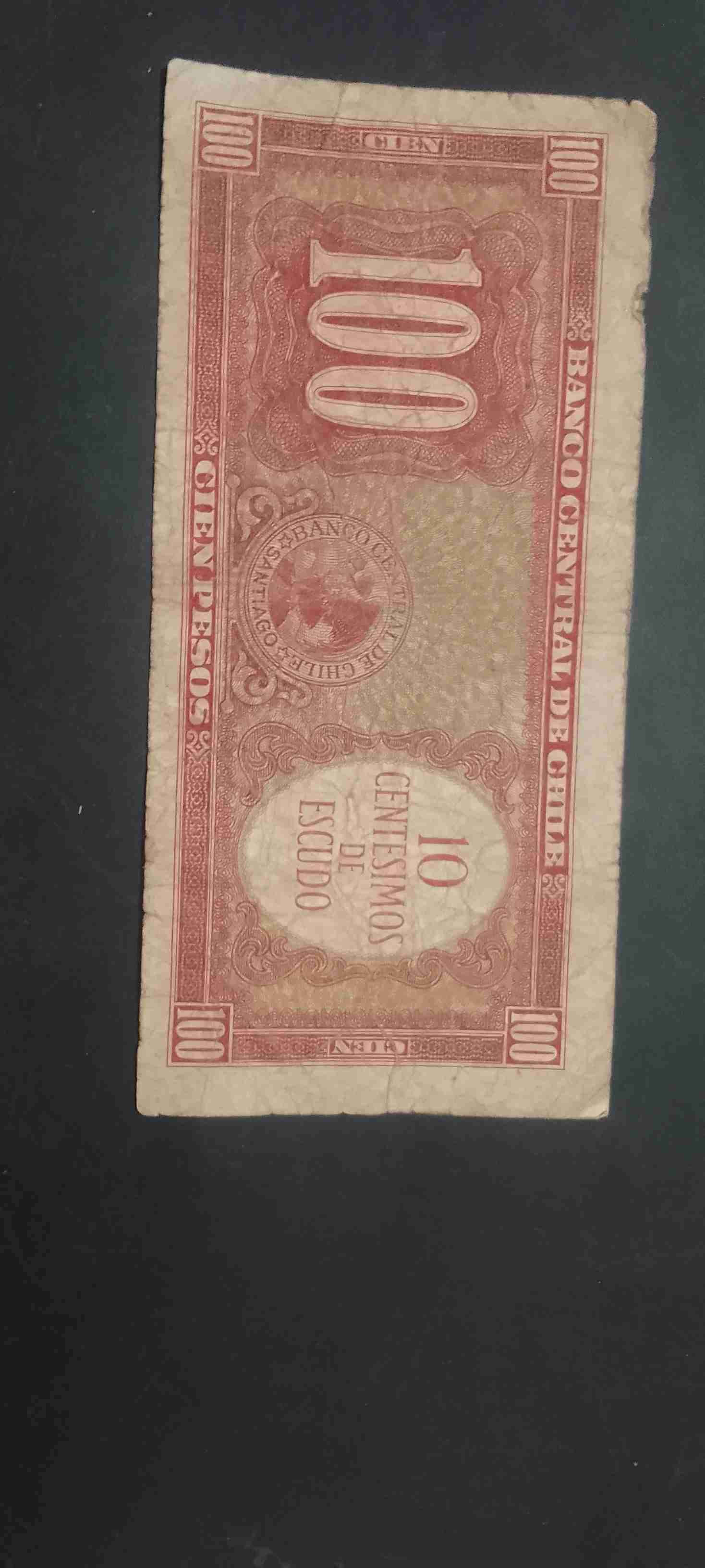 Billete antiguo 100 pesos 1960 Chile - miniatura 2
