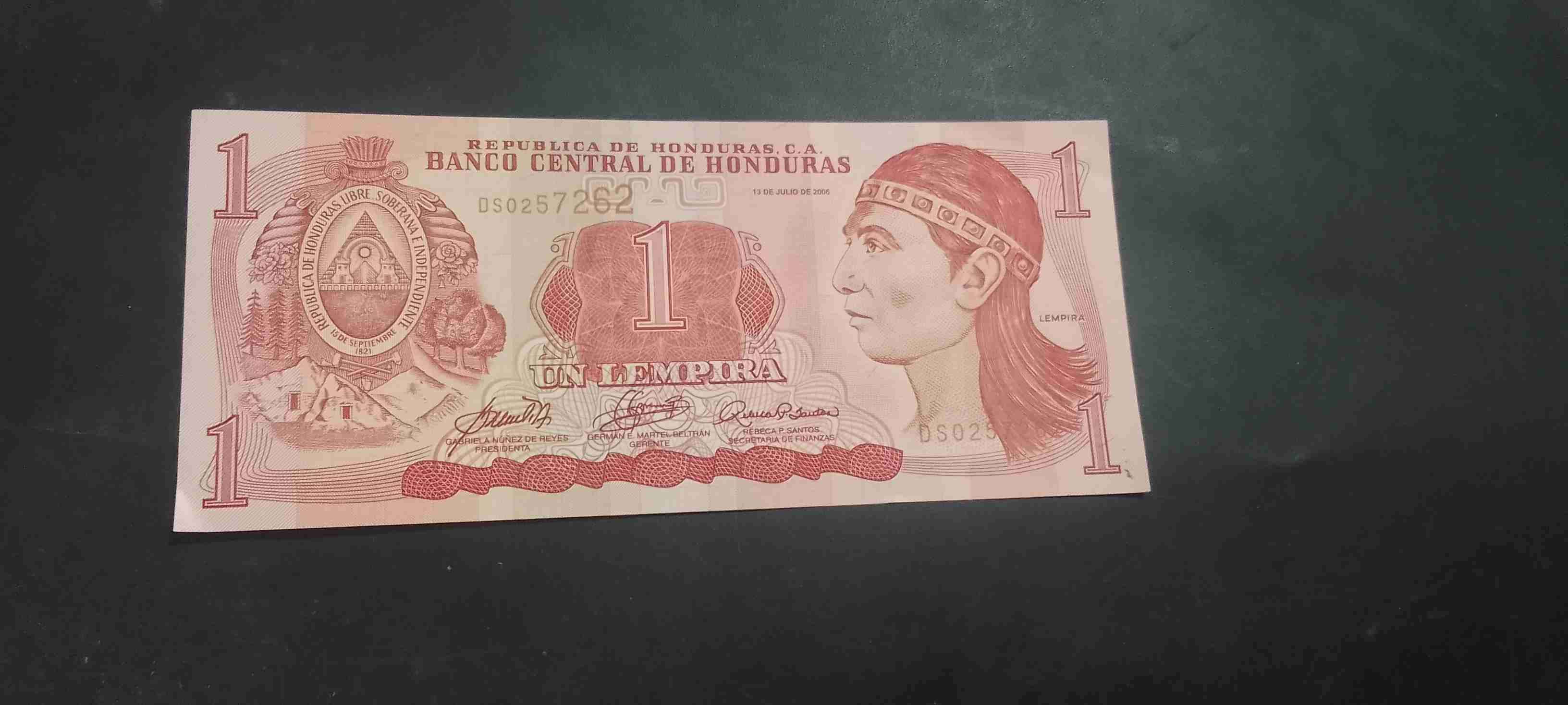 Billete de 1 Lempira Honduras año 2006