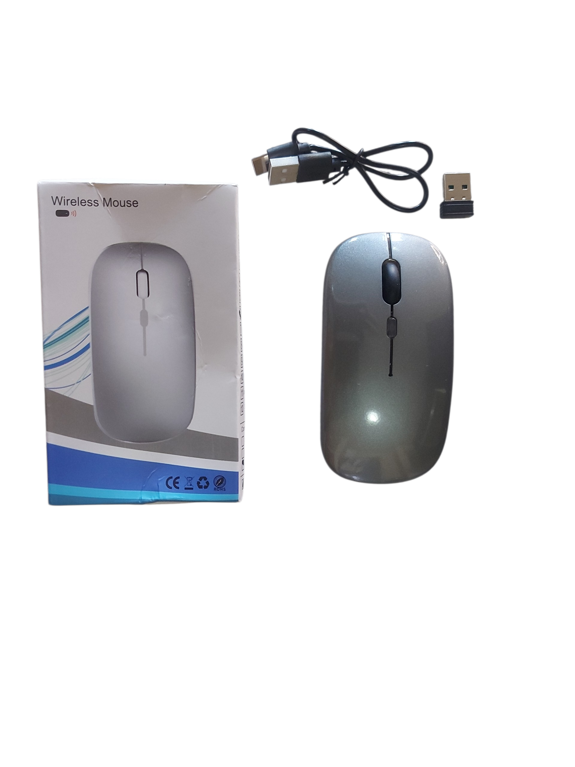 Mouse inalámbrico plateado