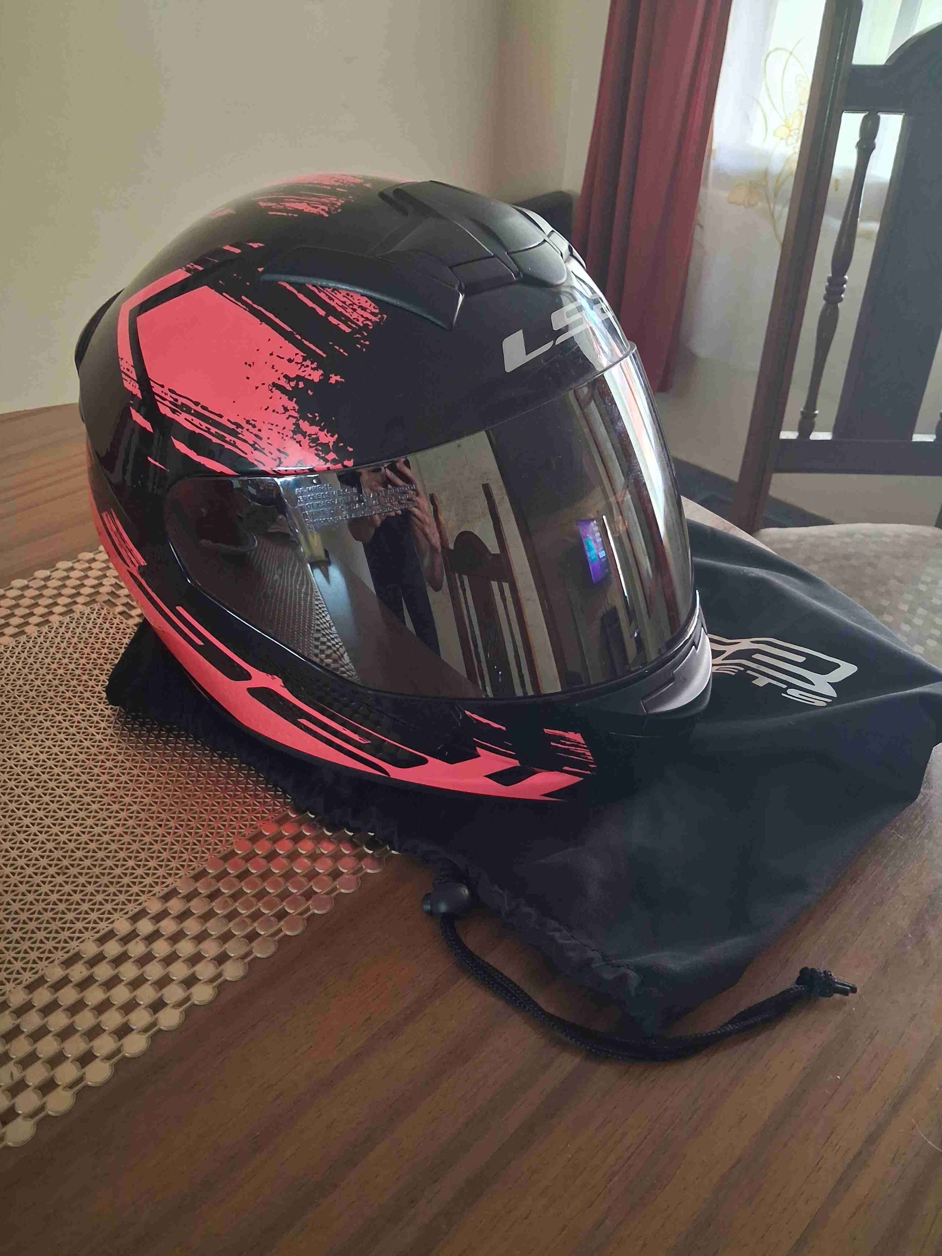 Casco de moto negro y fucsia talla M - 2