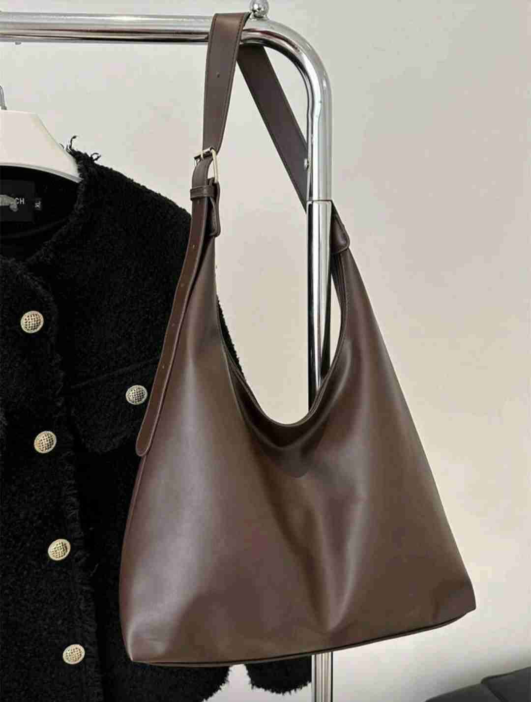 Bolso de hombro marrón elegante - miniatura 4