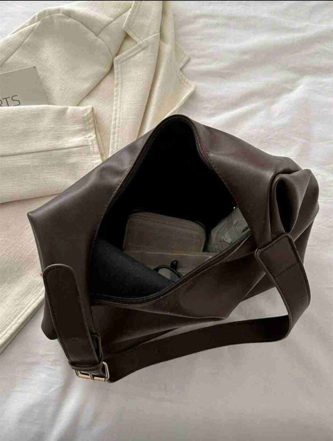 Bolso de hombro marrón elegante - miniatura 5