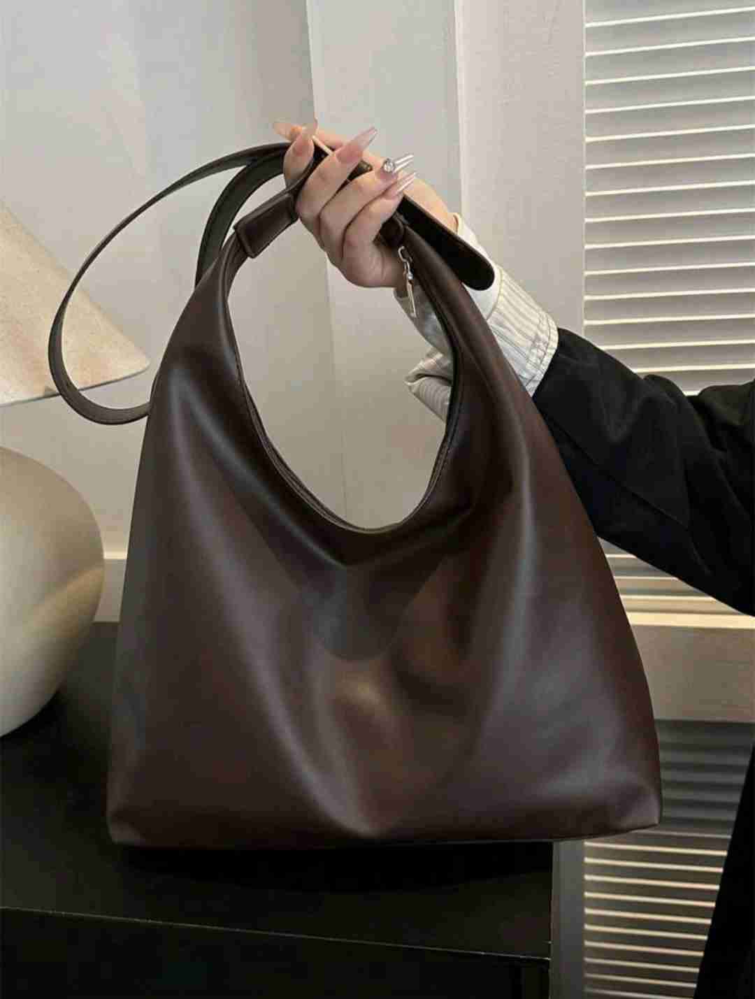 Bolso de hombro marrón elegante - miniatura 6