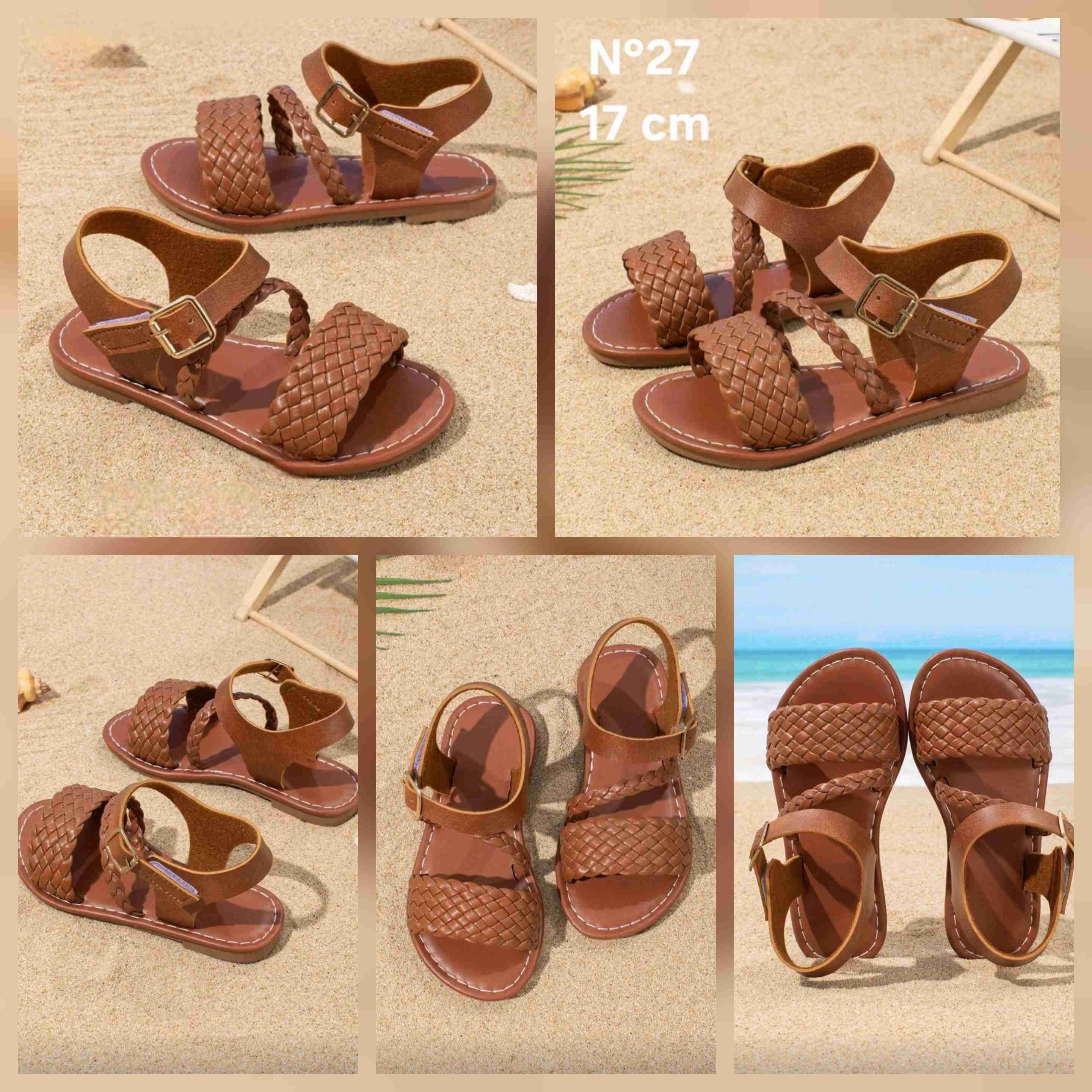 Sandalias infantiles café trenzadas talla 27