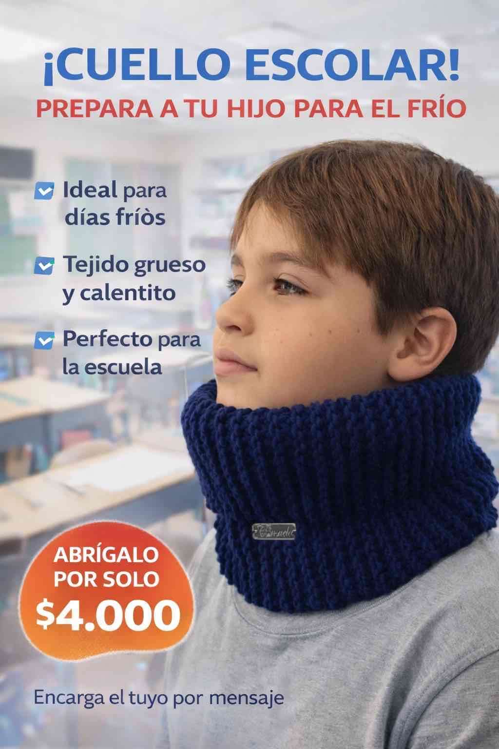 Cuello escolar azul grueso