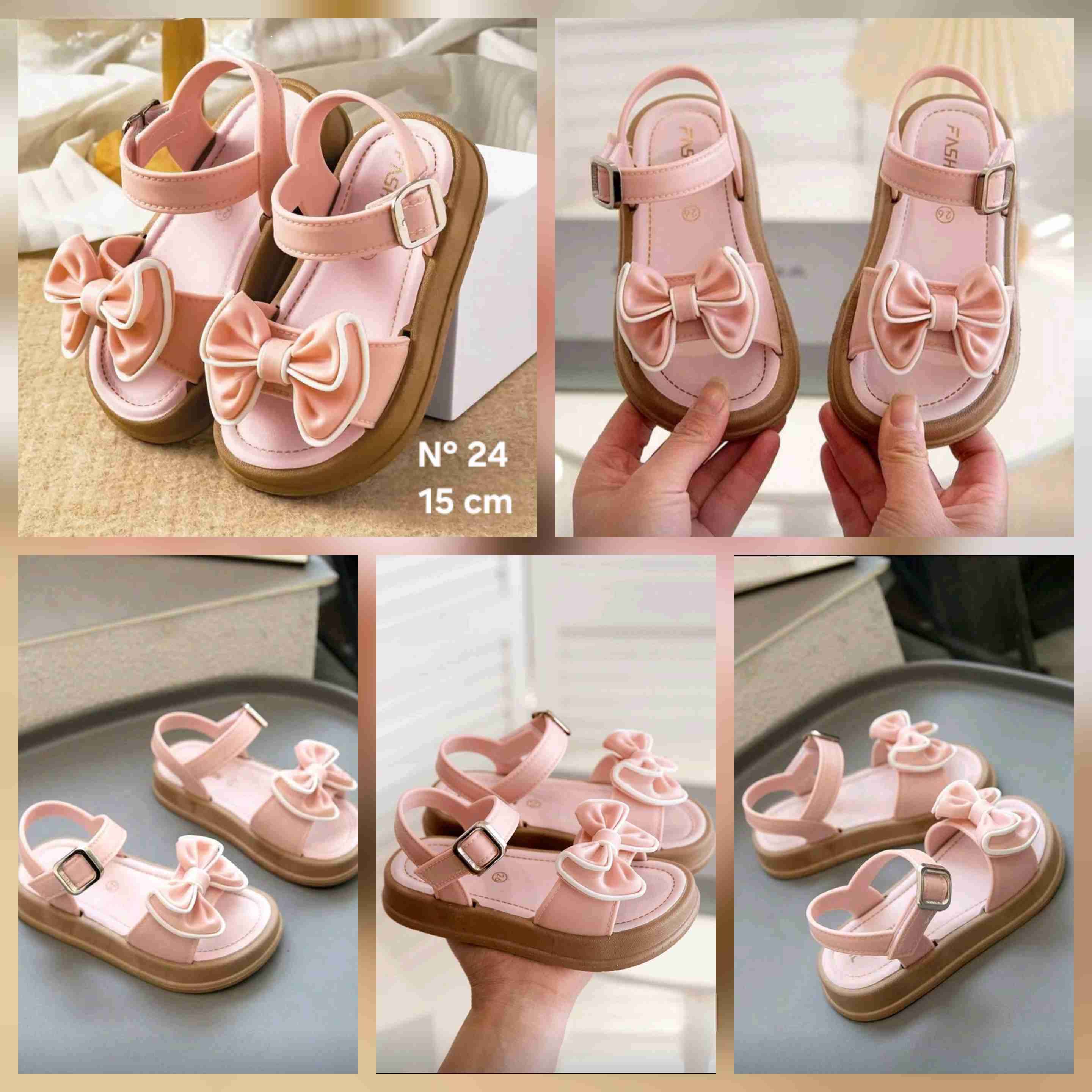 Sandalias rosas para niña con lazo talla 24