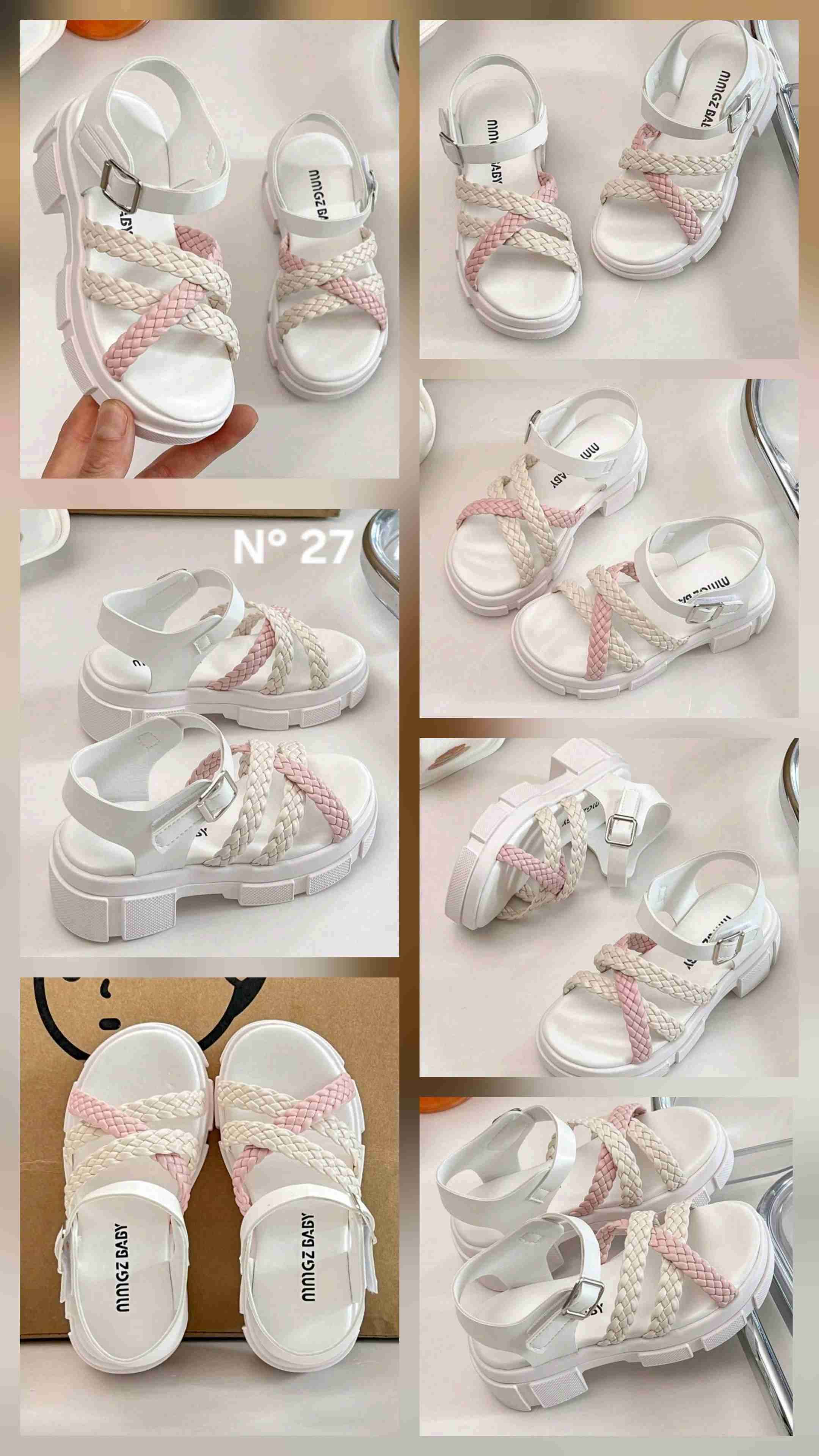 Sandalias blancas con tiras trenzadas talla 27
