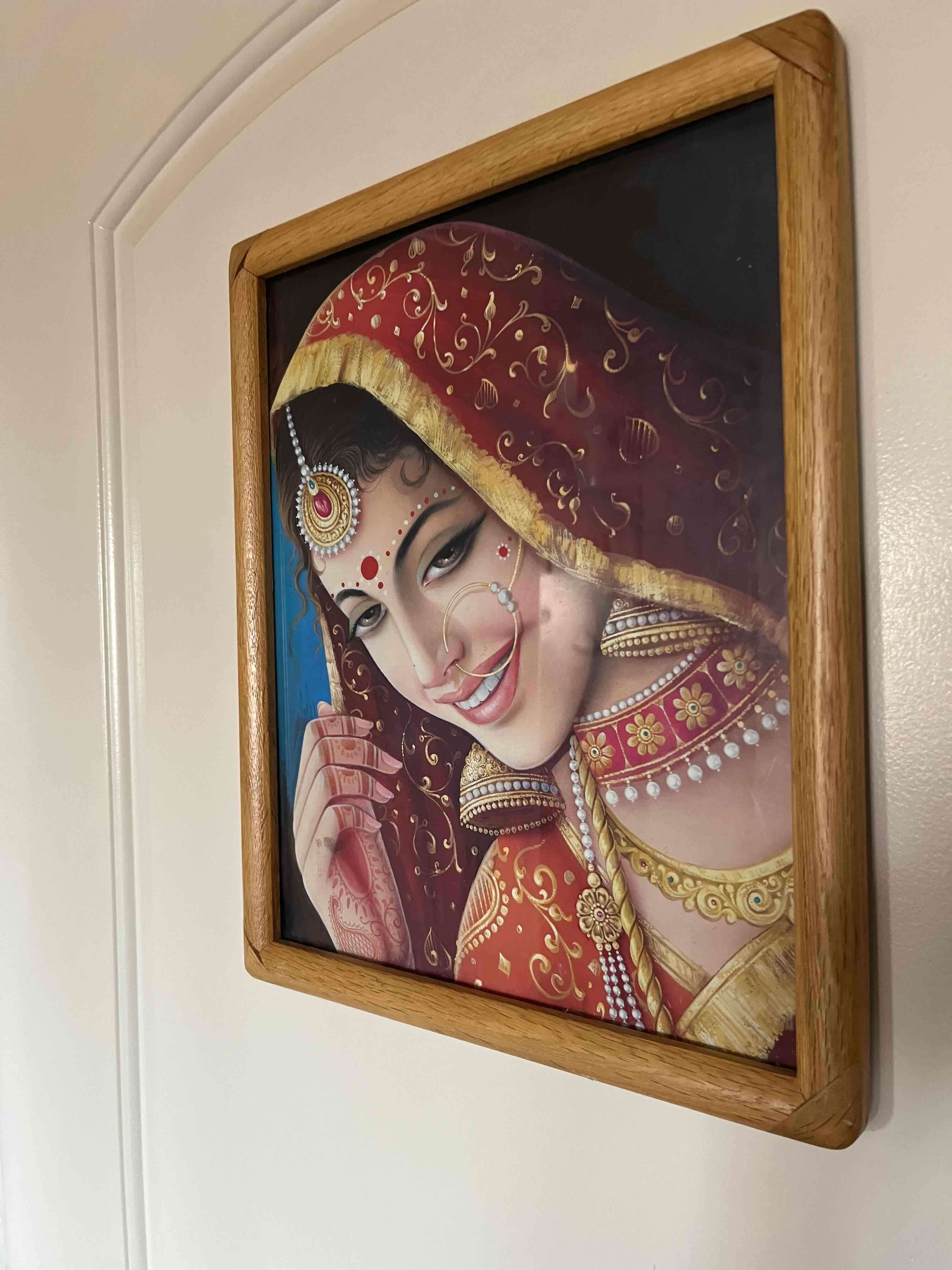 Cuadro decorativo hindú con marco de madera - miniatura 2