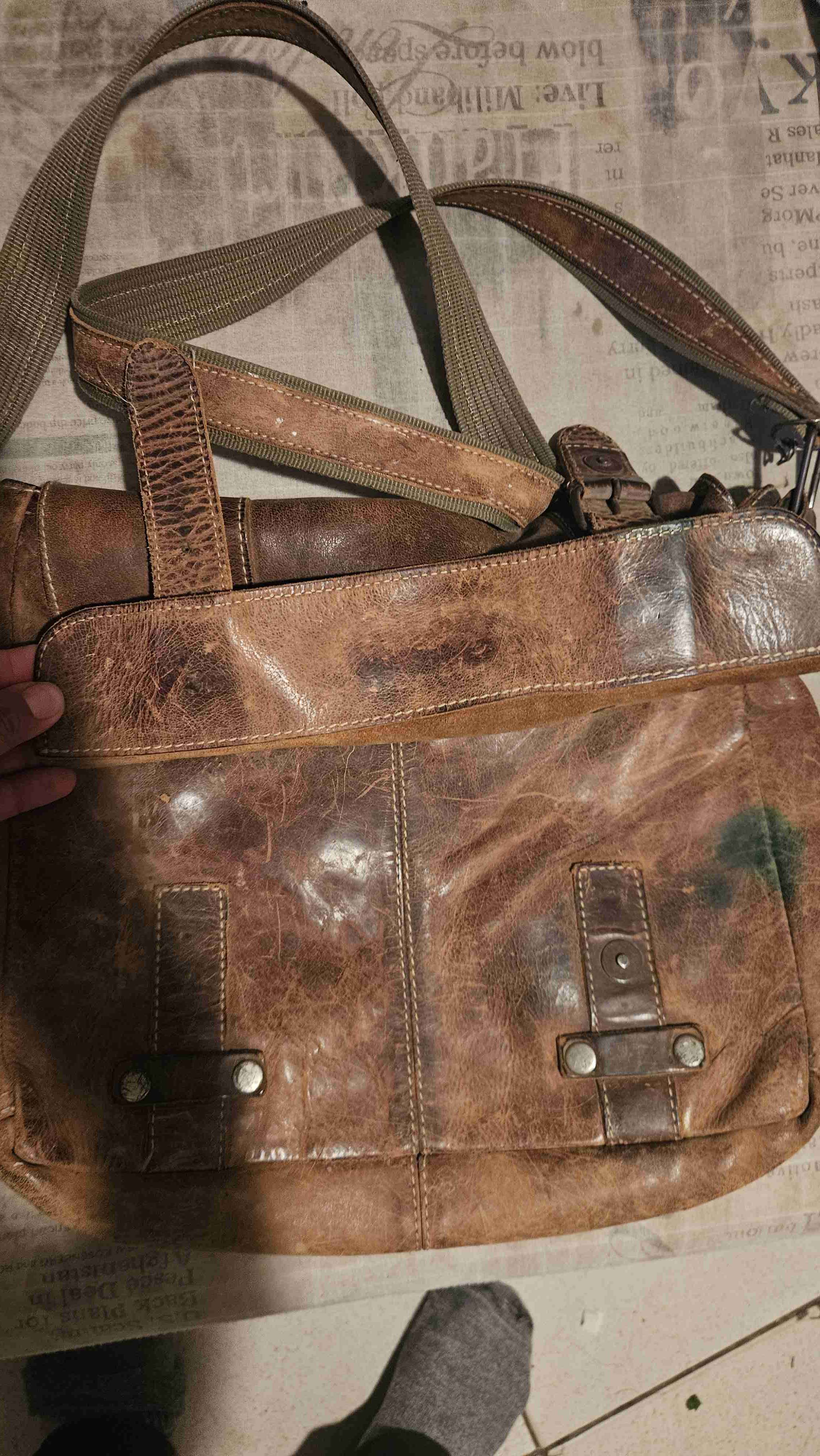 Bolso de cuero vintage marrón - miniatura 2