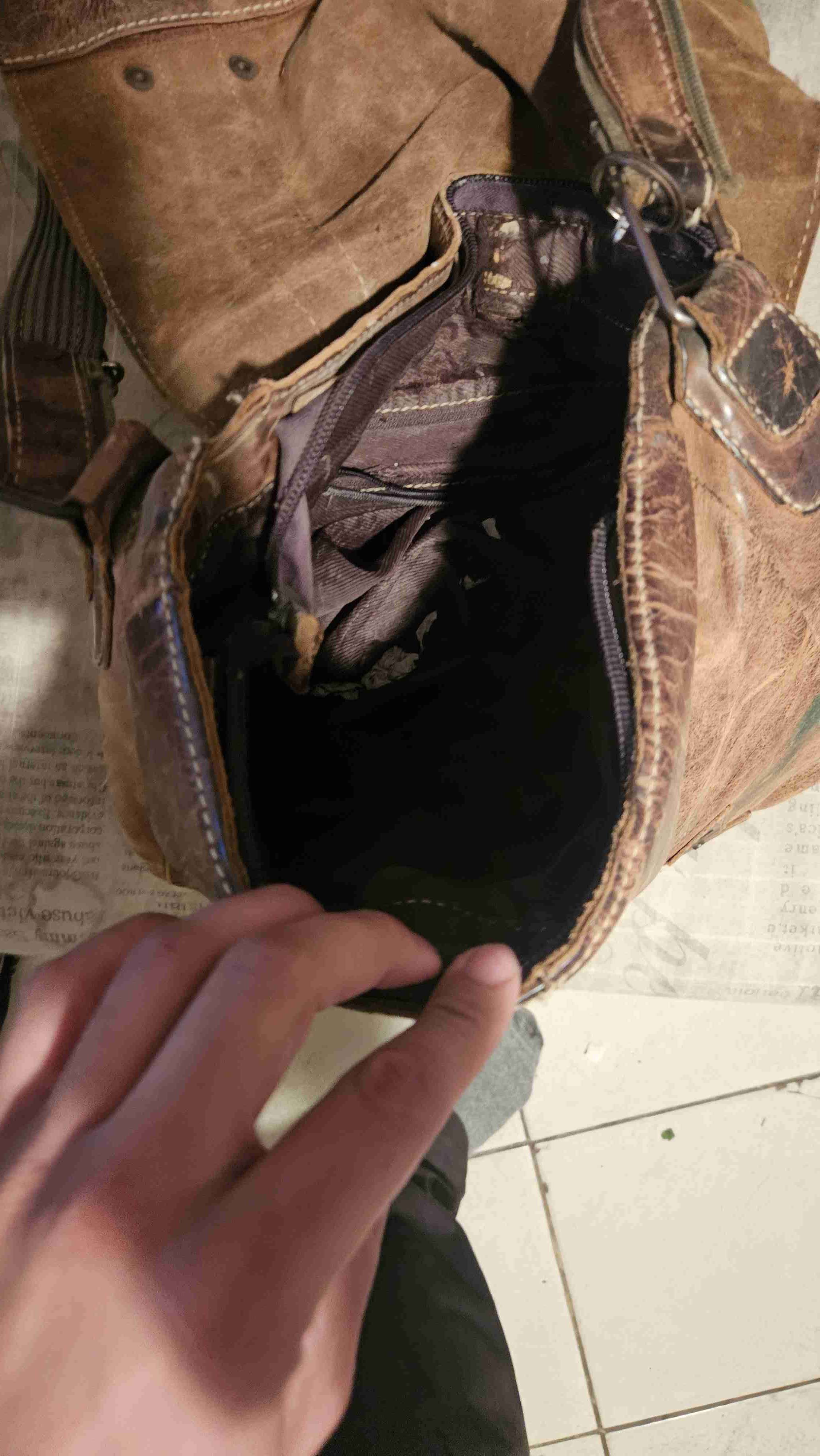 Bolso de cuero vintage marrón - miniatura 3