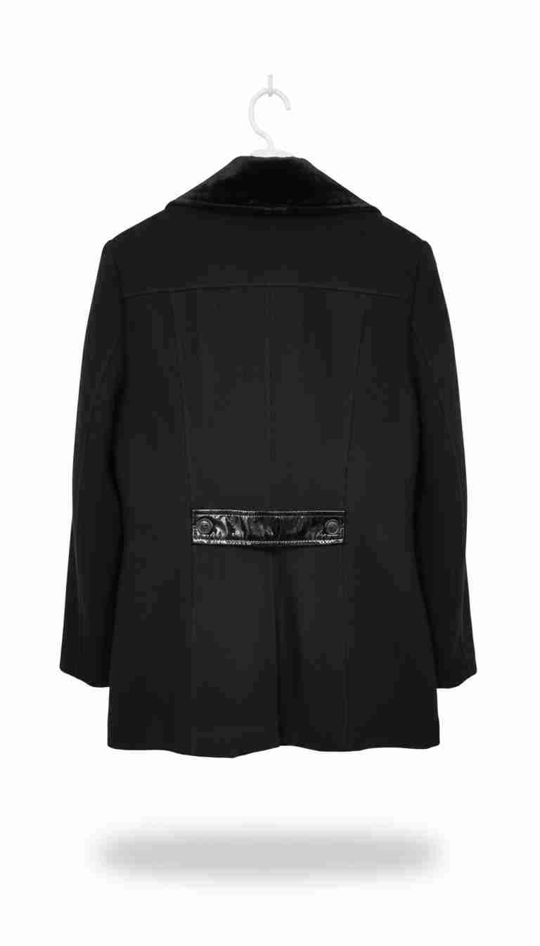 Abrigo negro con solapa de terciopelo - miniatura 2