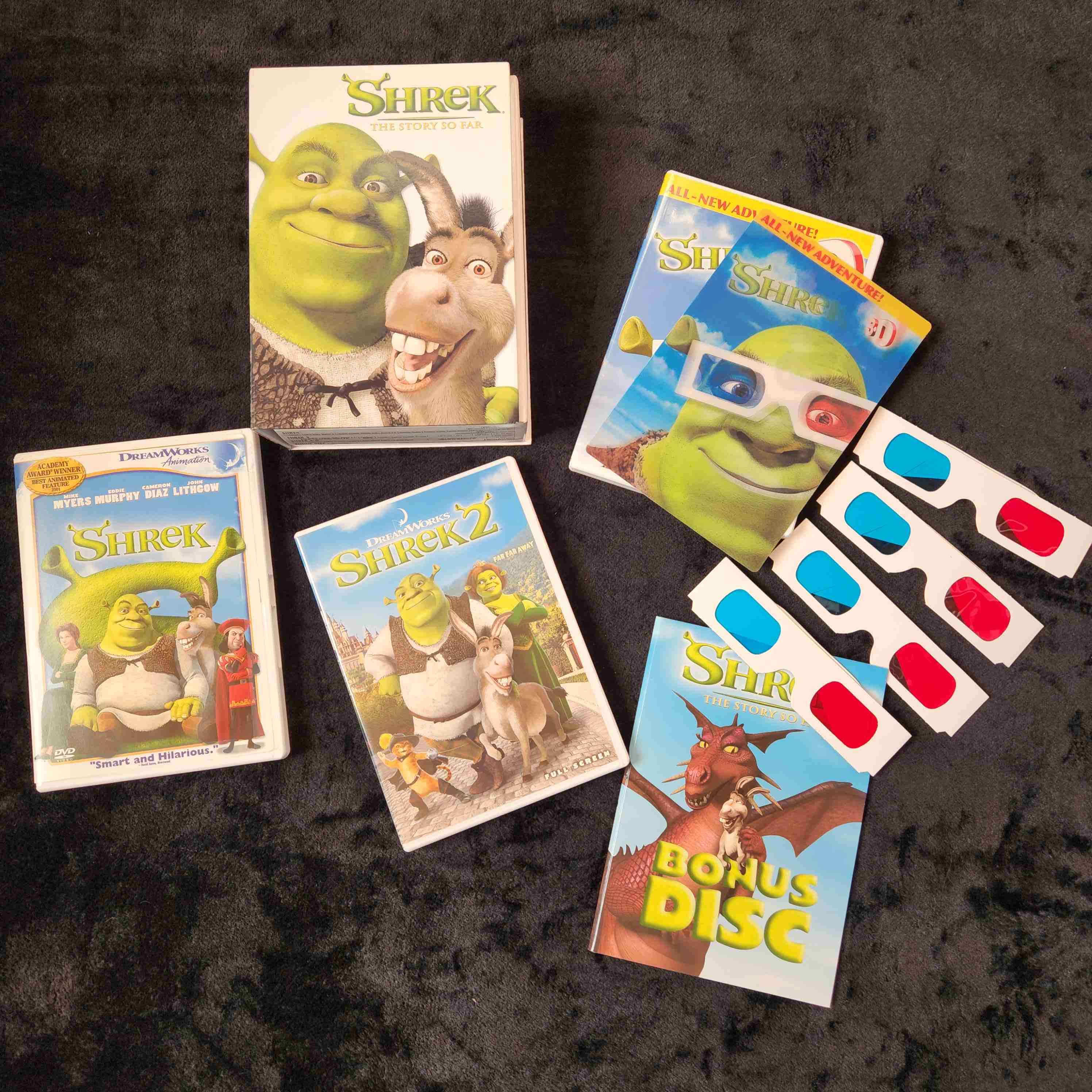 Set de DVDs de Shrek colección especial 1, 2 y 3-D