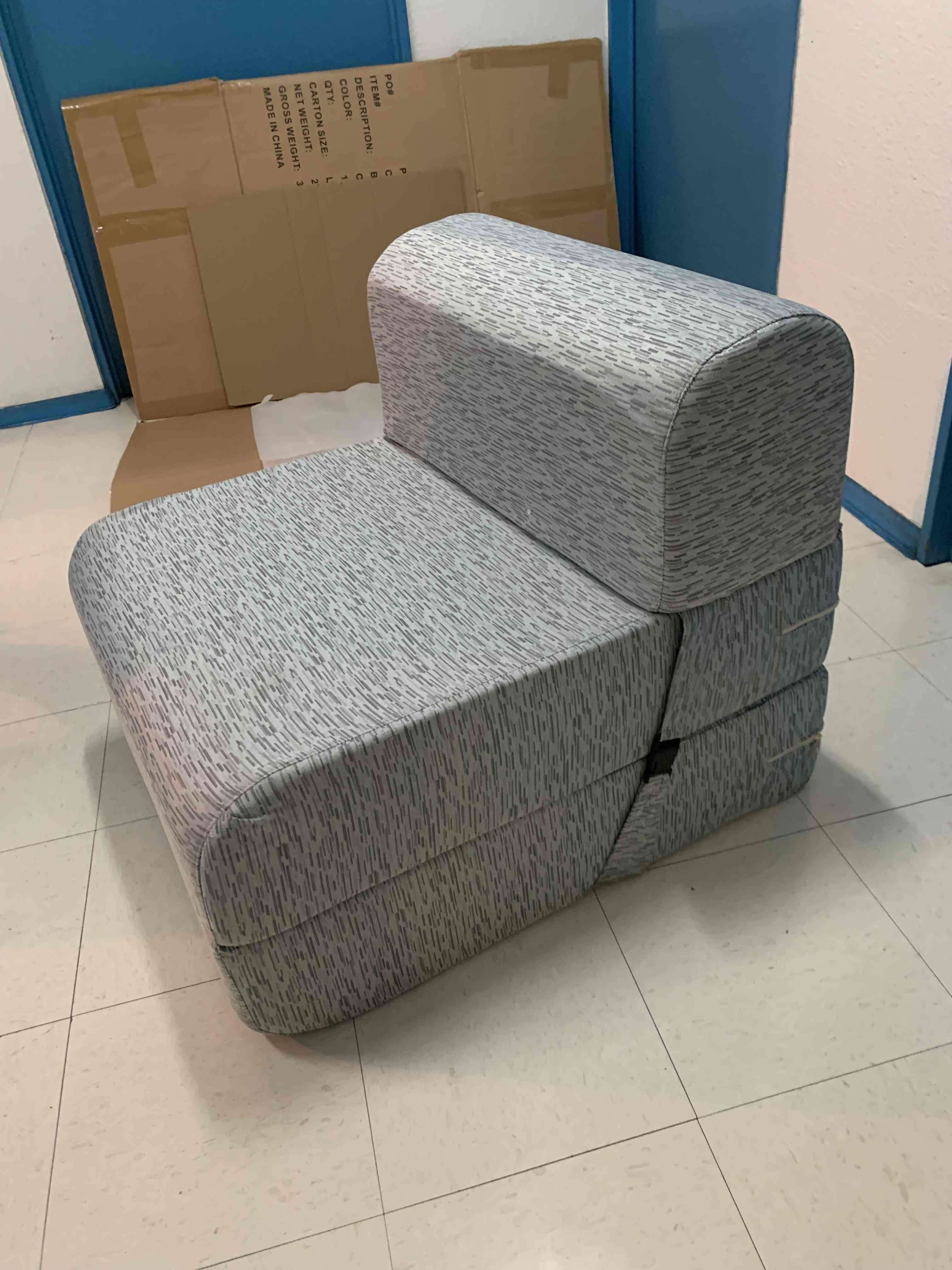 Sillón cama plegable gris