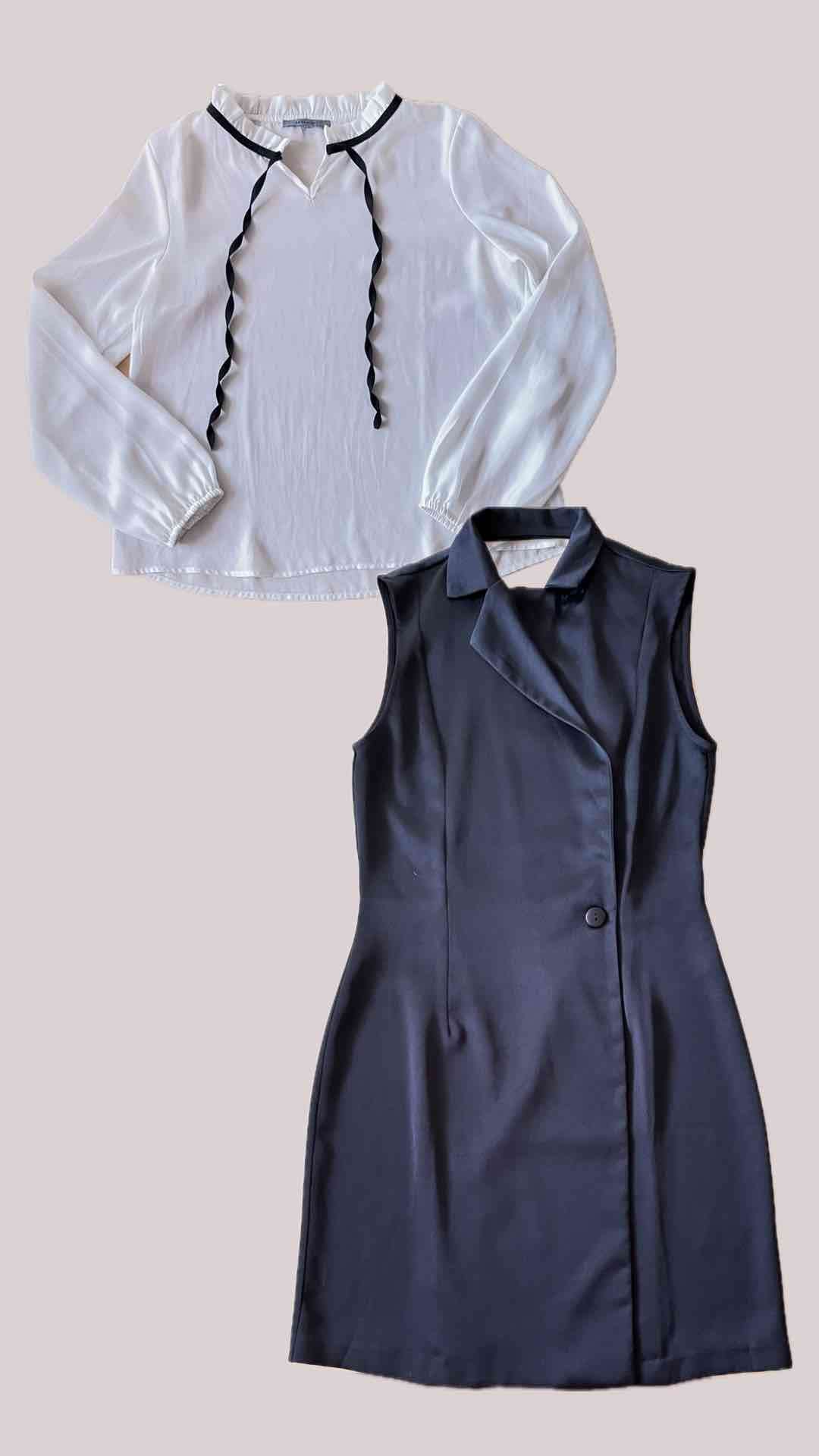 Conjunto de camisa blanca + vestido negro