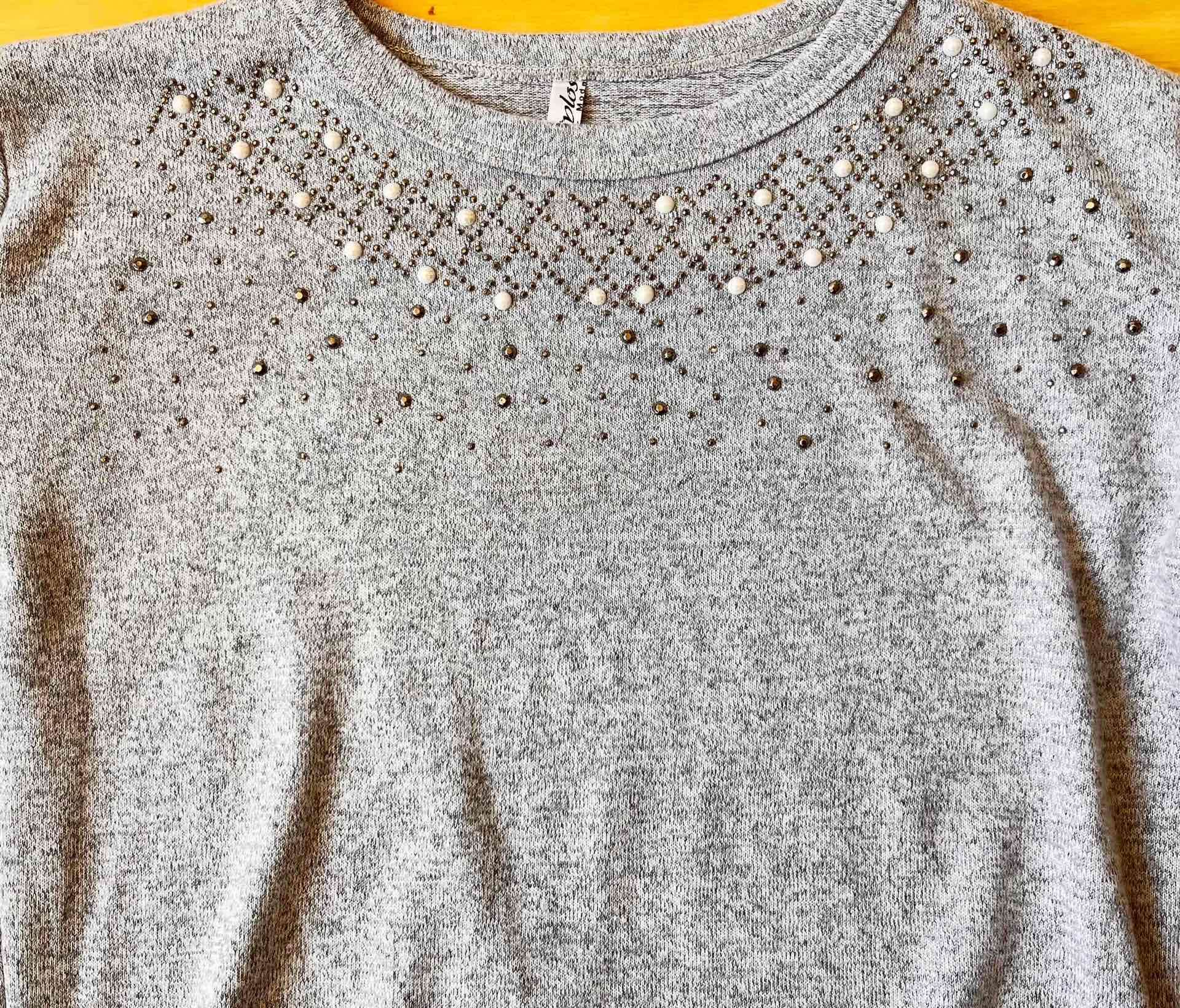 Suéter de algodón ligero con piedreria | TALLA S - miniatura 2