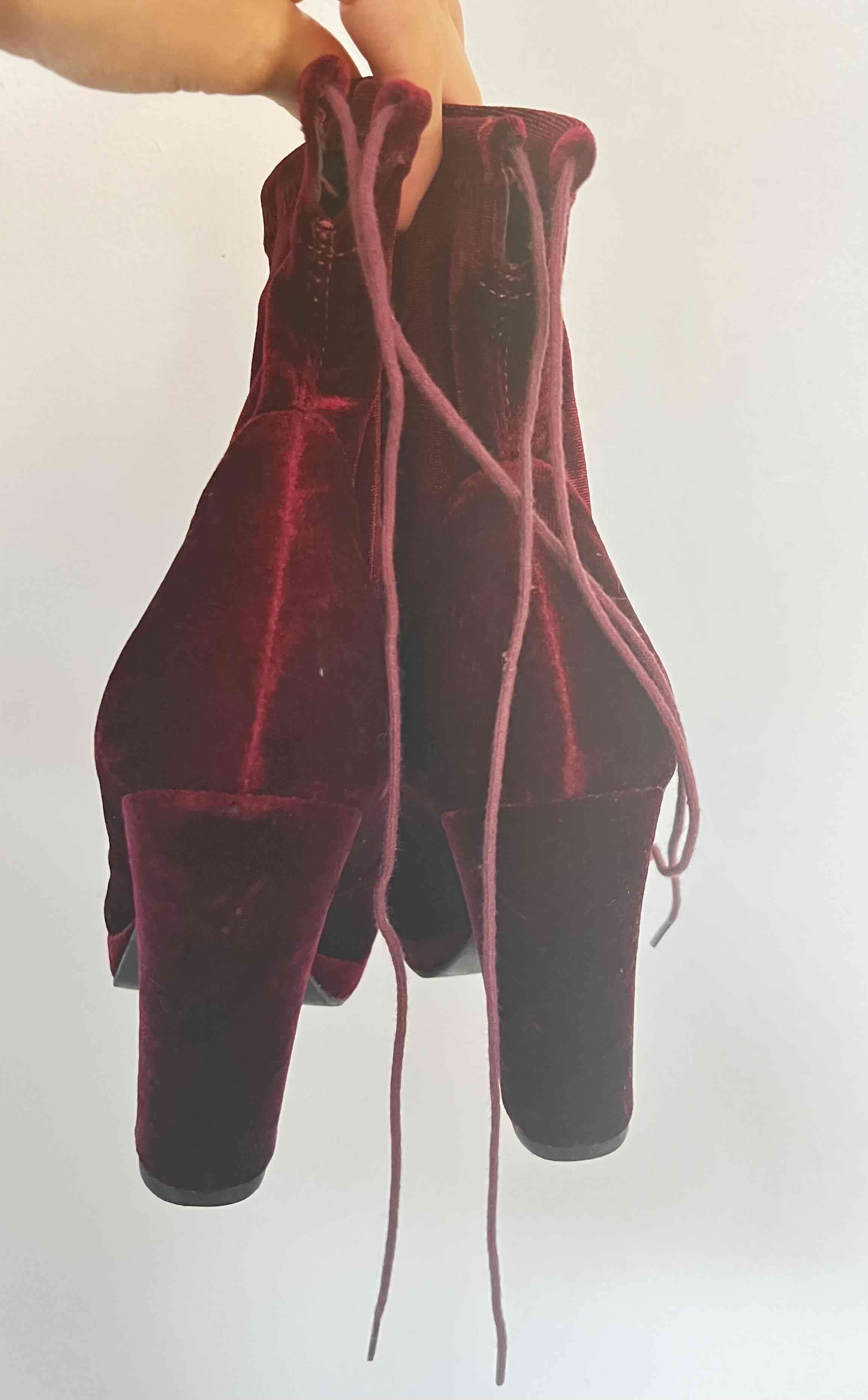 Botines de terciopelo bordeo - miniatura 3