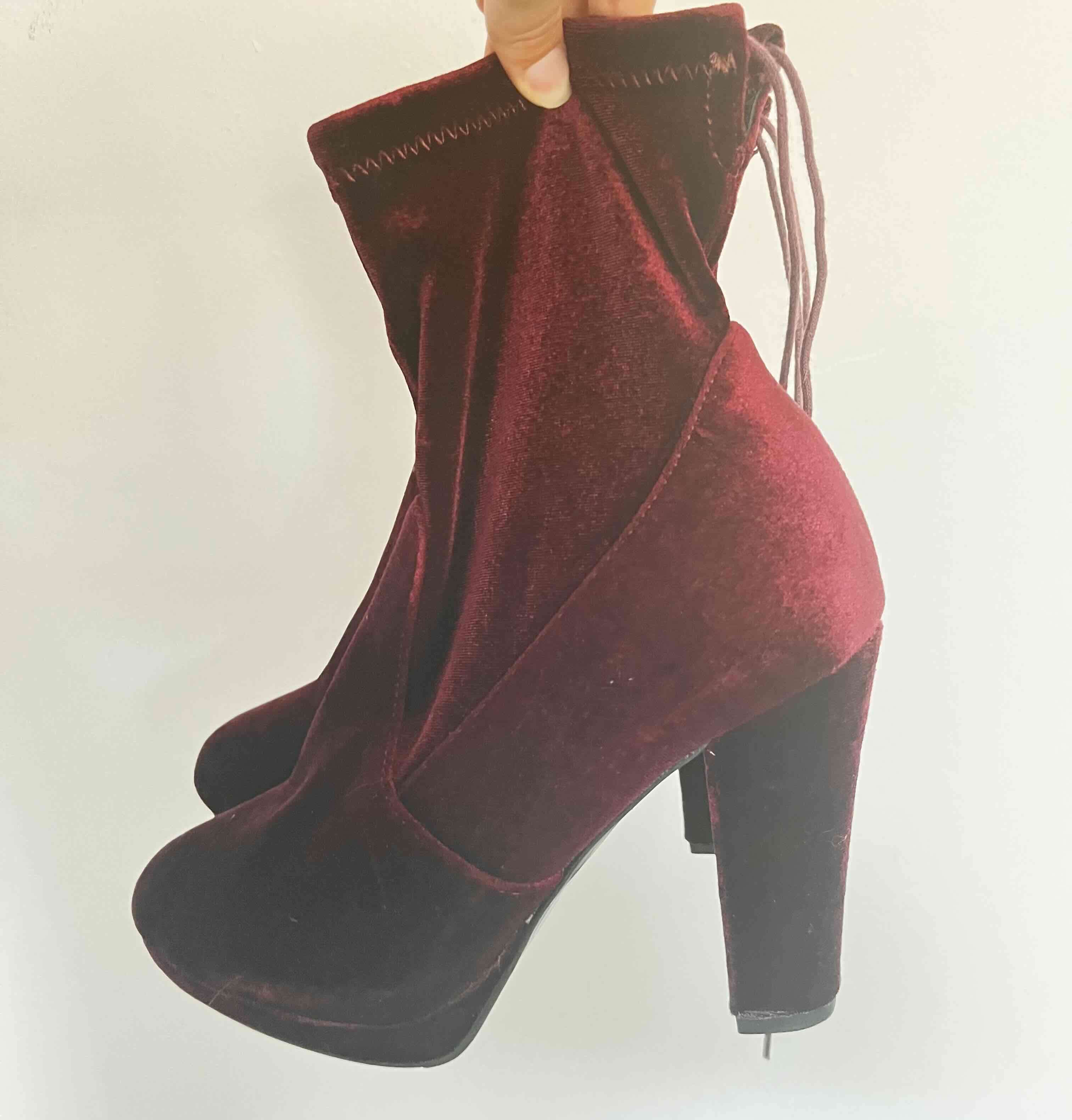 Botines de terciopelo bordeo - miniatura 6