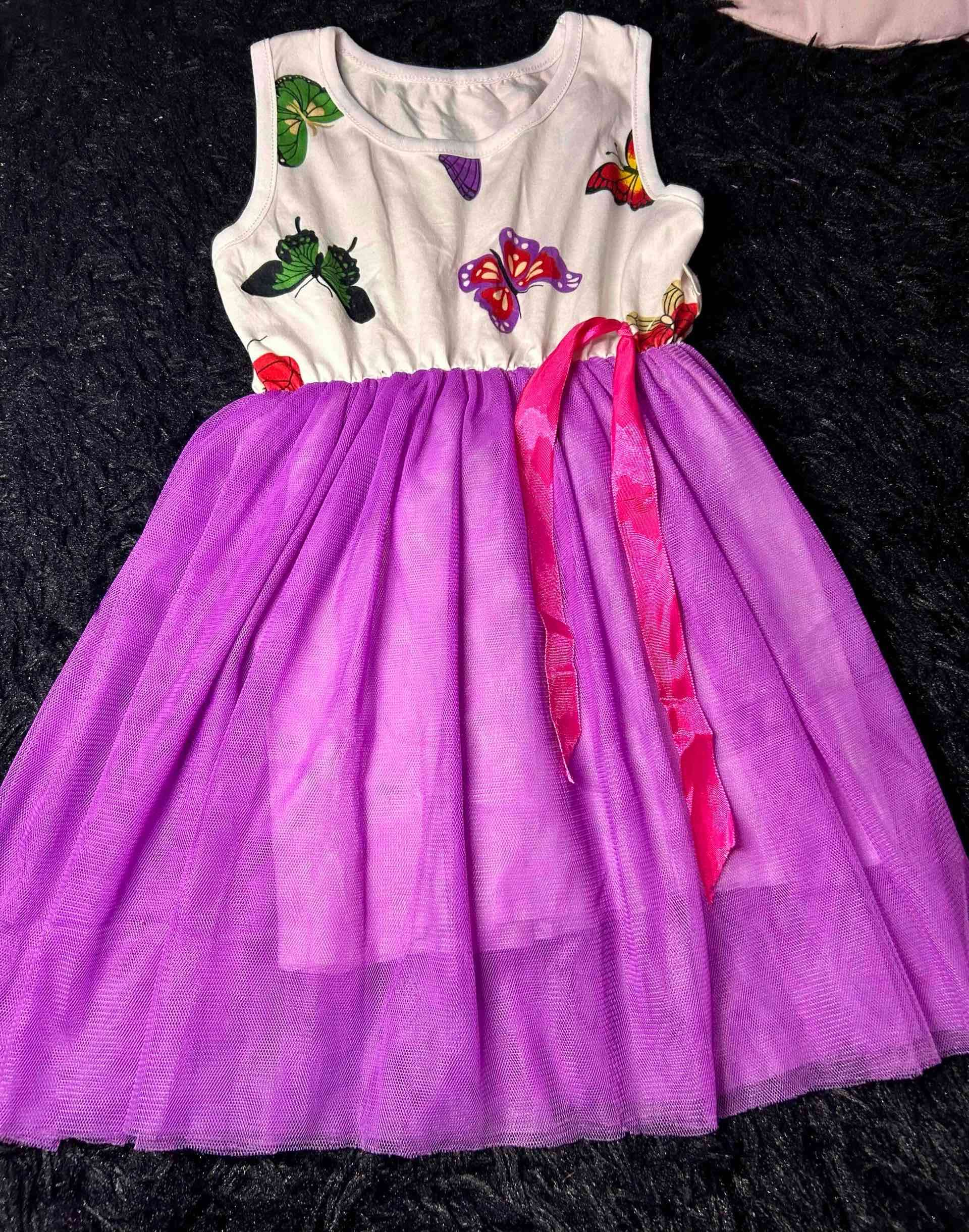 Vestido infantil mariposas y lazo