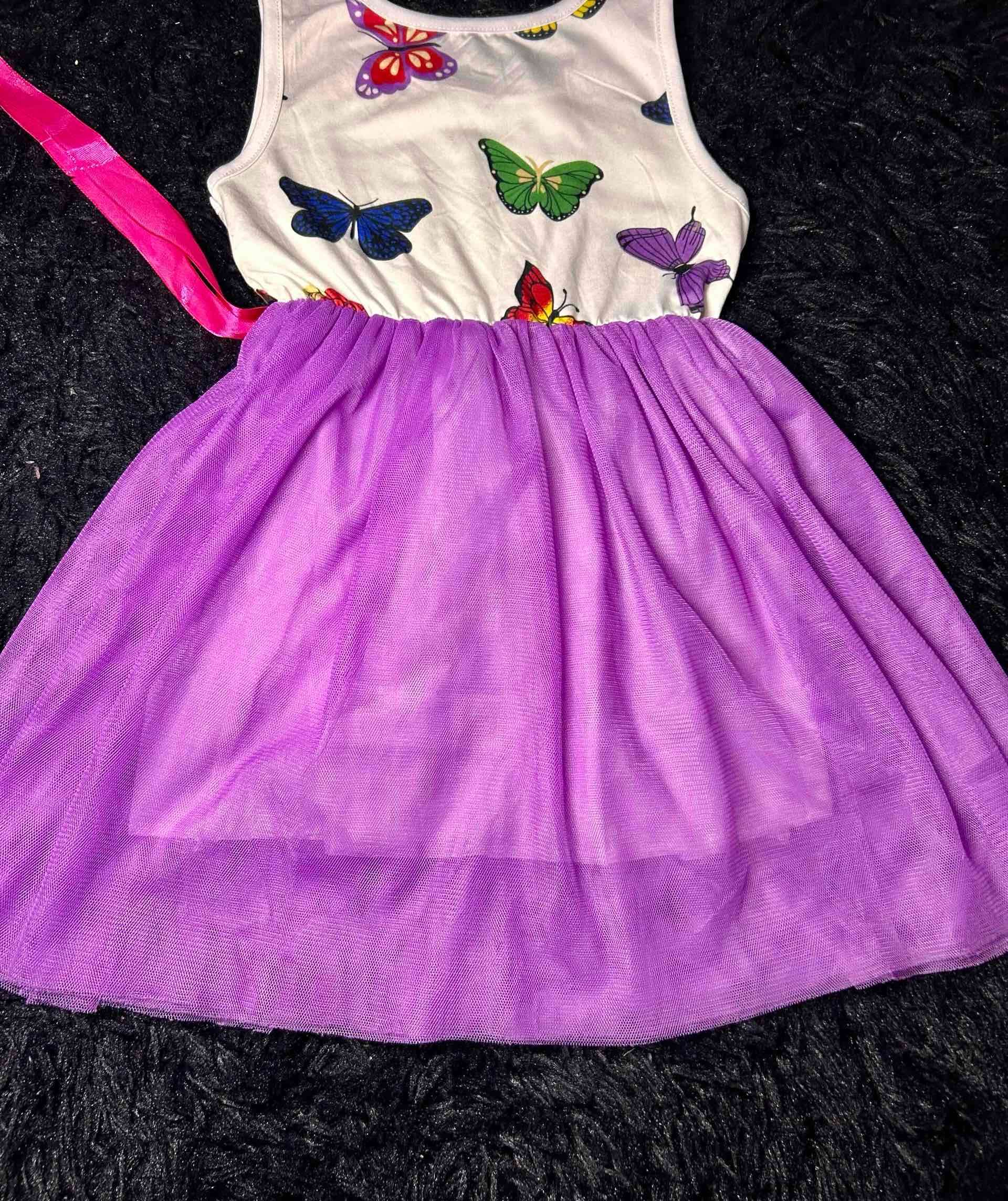 Vestido infantil mariposas y lazo - miniatura 2