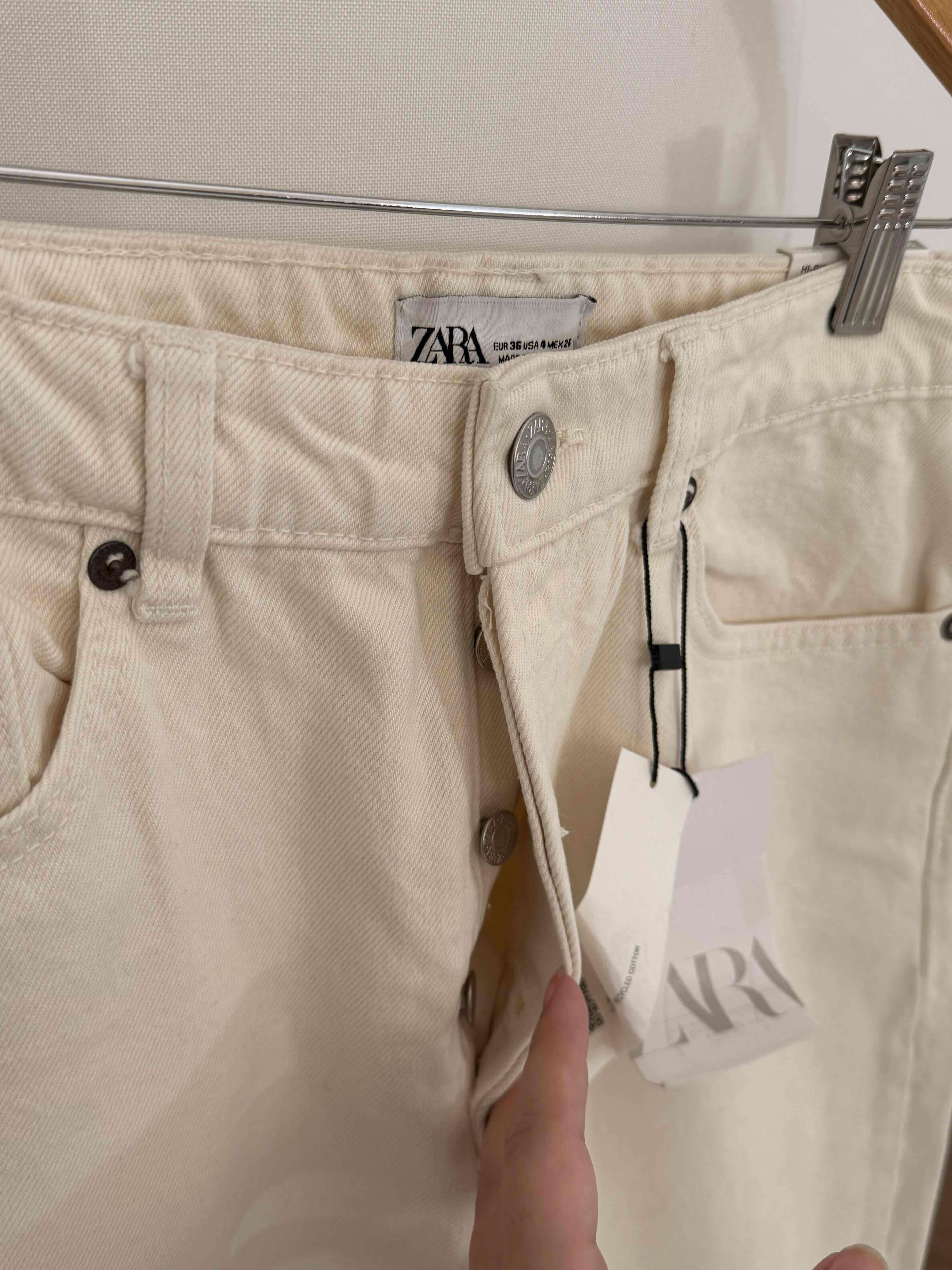 Jeans beige Zara con etiqueta - miniatura 2