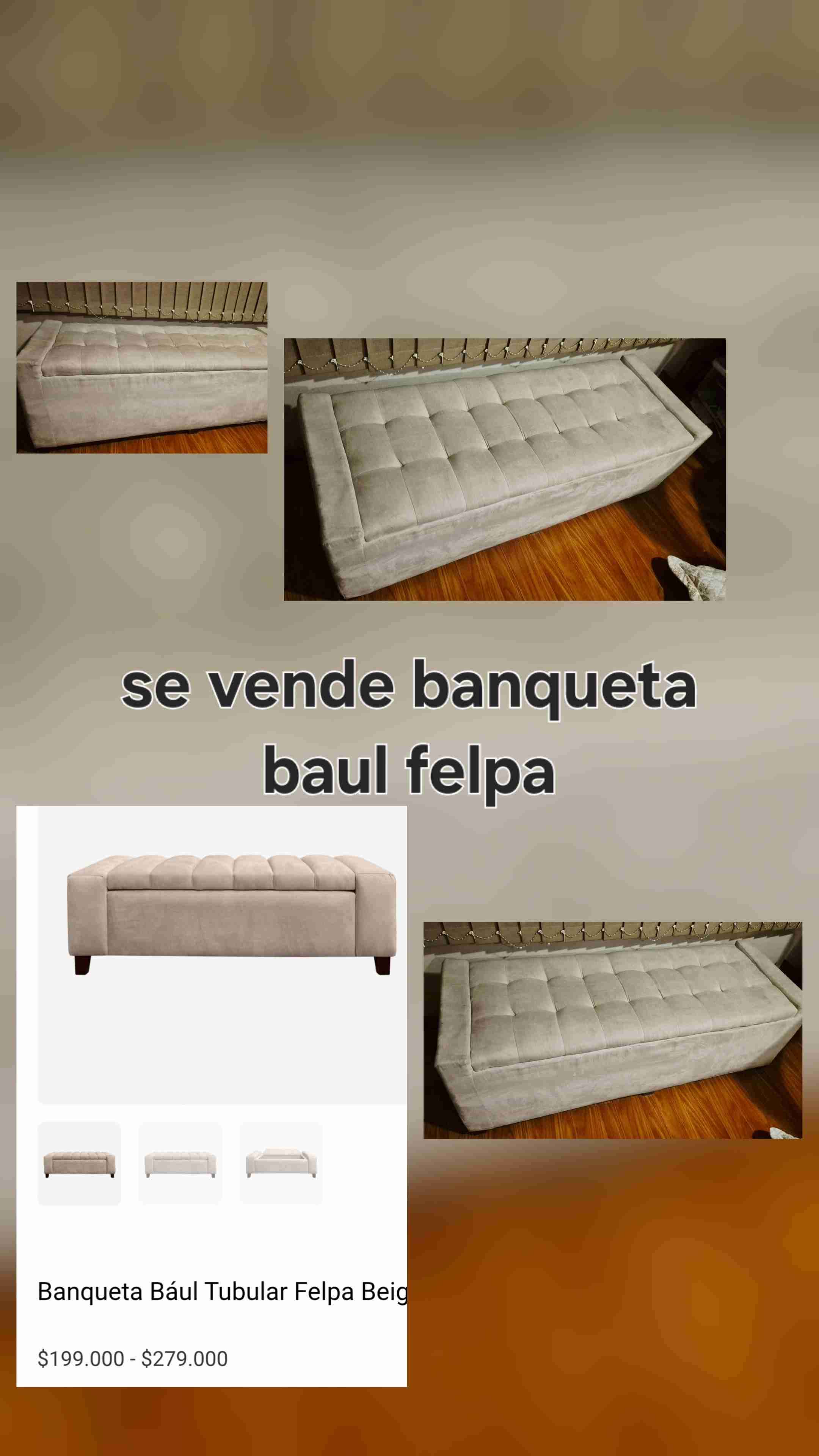 Banqueta baúl felpa beige