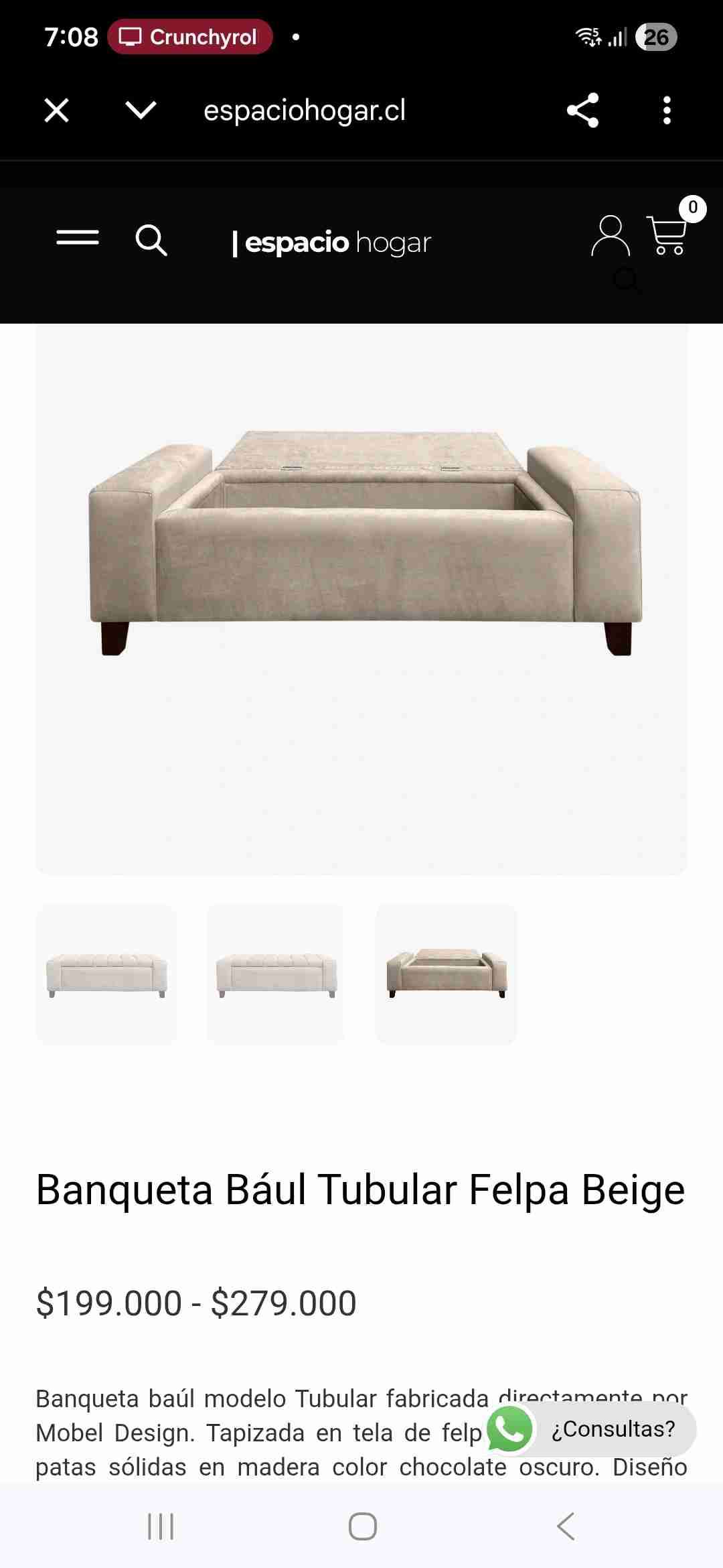 Banqueta baúl felpa beige - miniatura 5