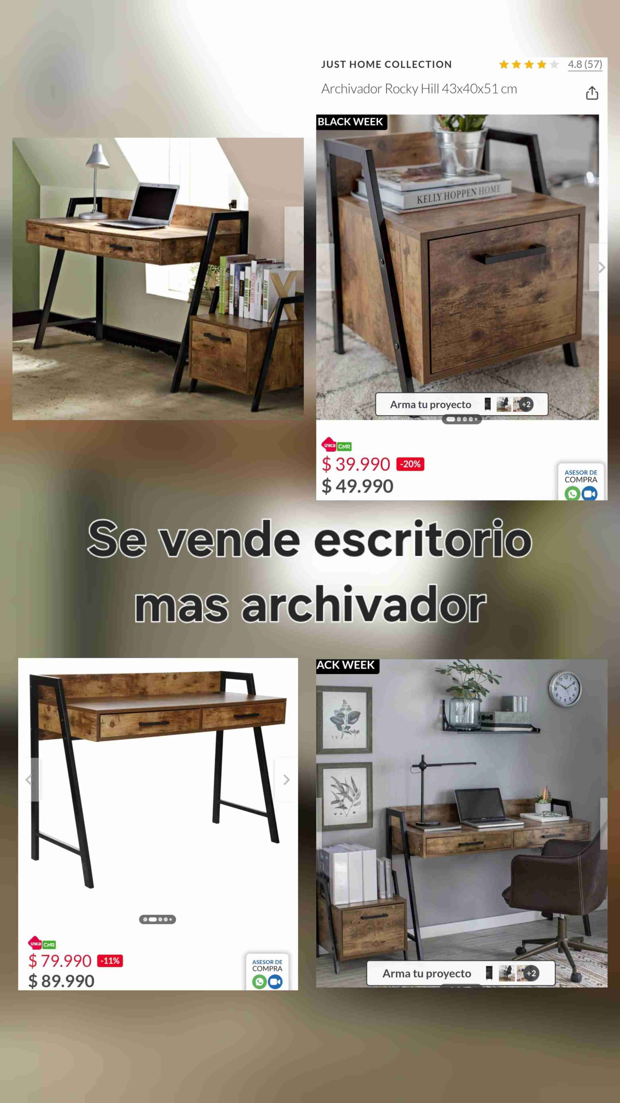 Escritorio con archivero de madera