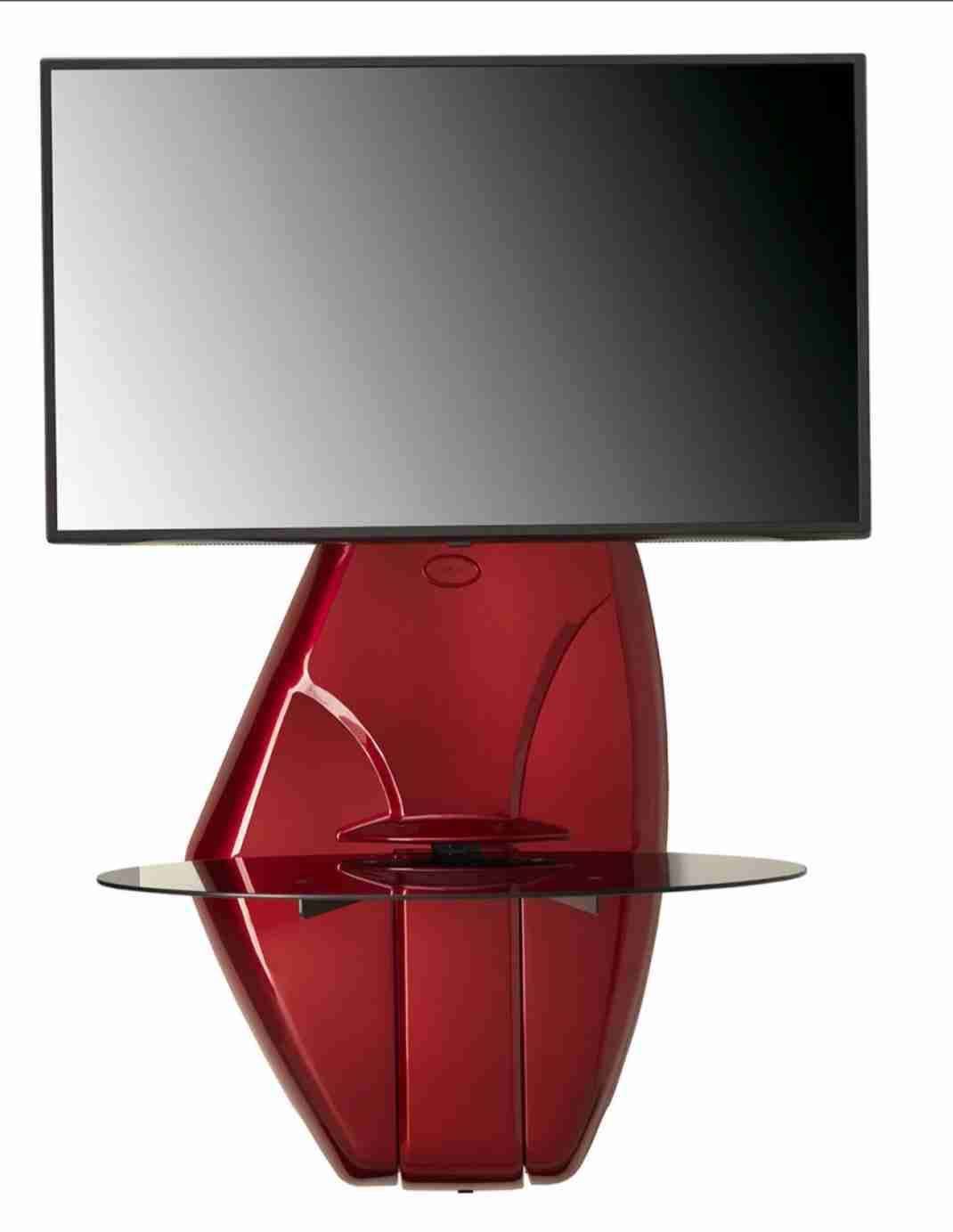 Rack con mesita de vidrio y con soporte moderno