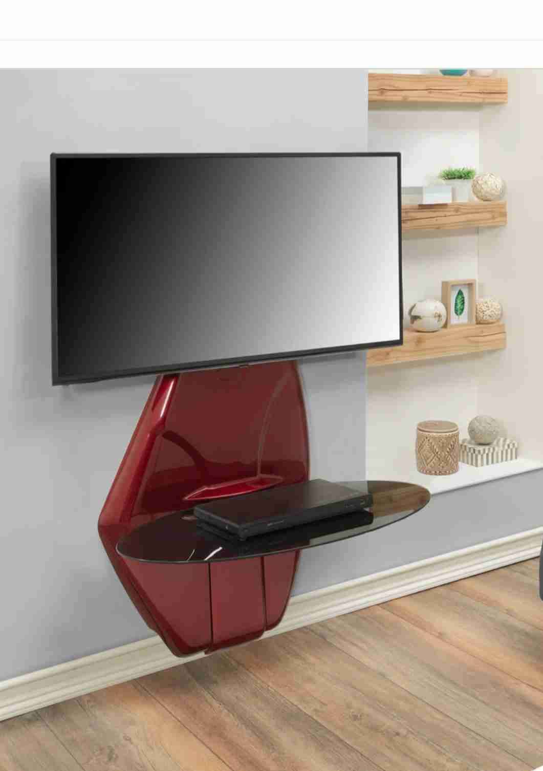 Rack con mesita de vidrio y con soporte moderno - miniatura 3