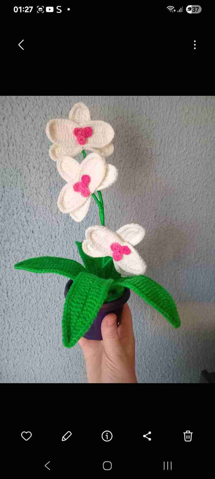 Flor de crochet en maceta