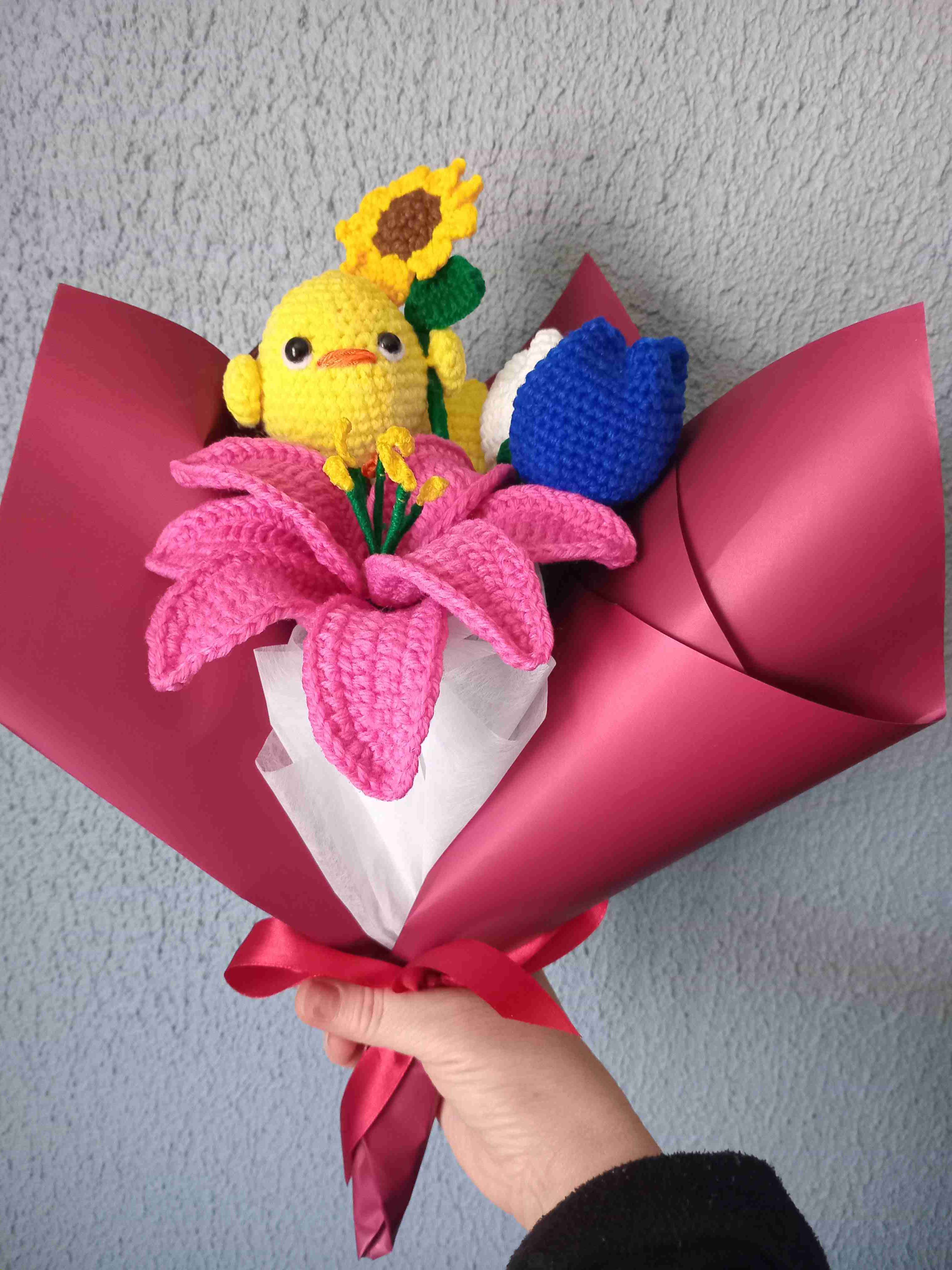 Ramo de flores crochet colorido