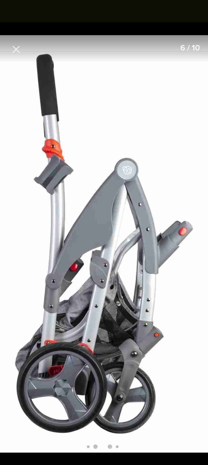 Coche gemelar gris plegable - miniatura 6