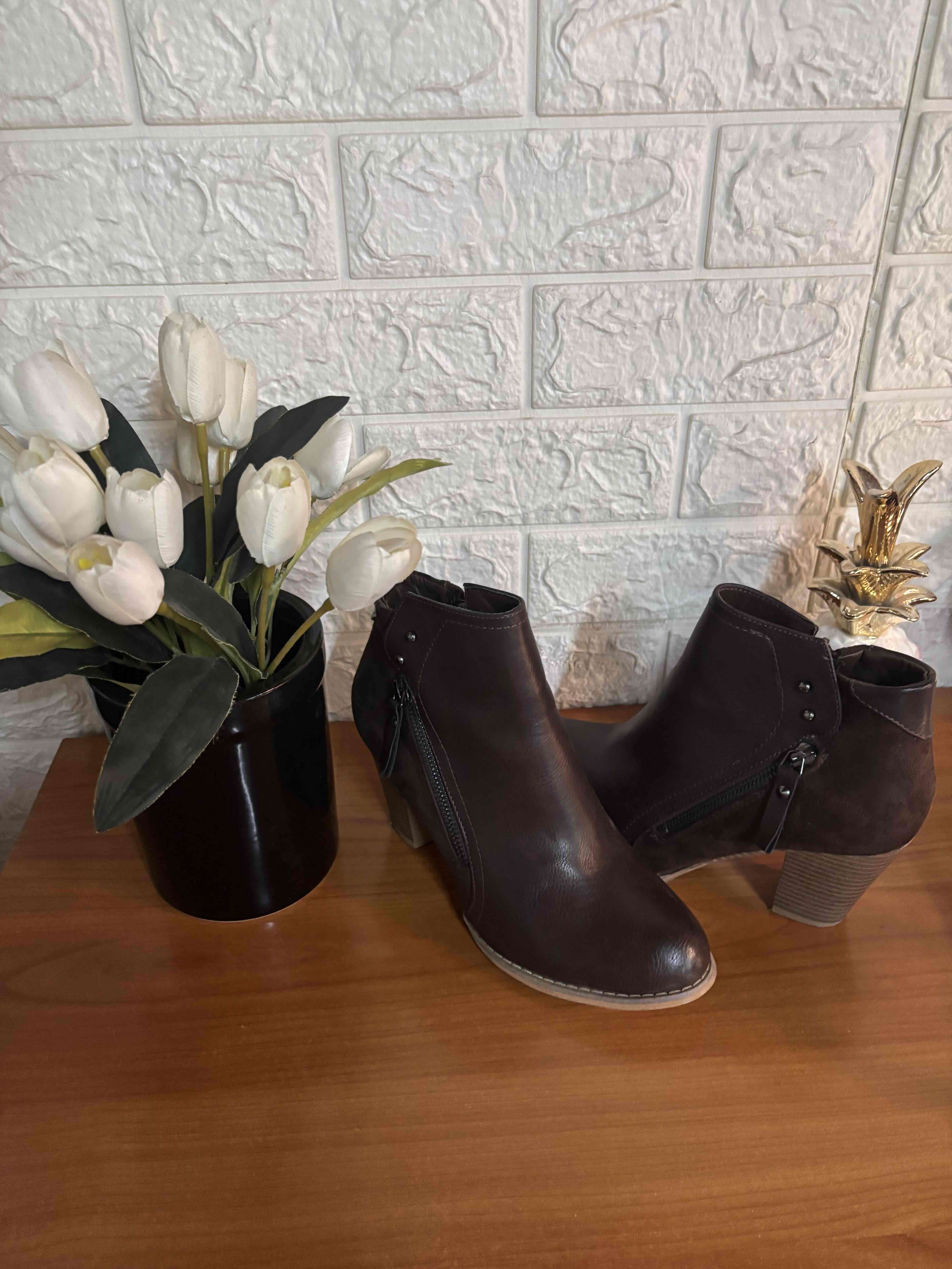 Botines de cuero café - miniatura 2