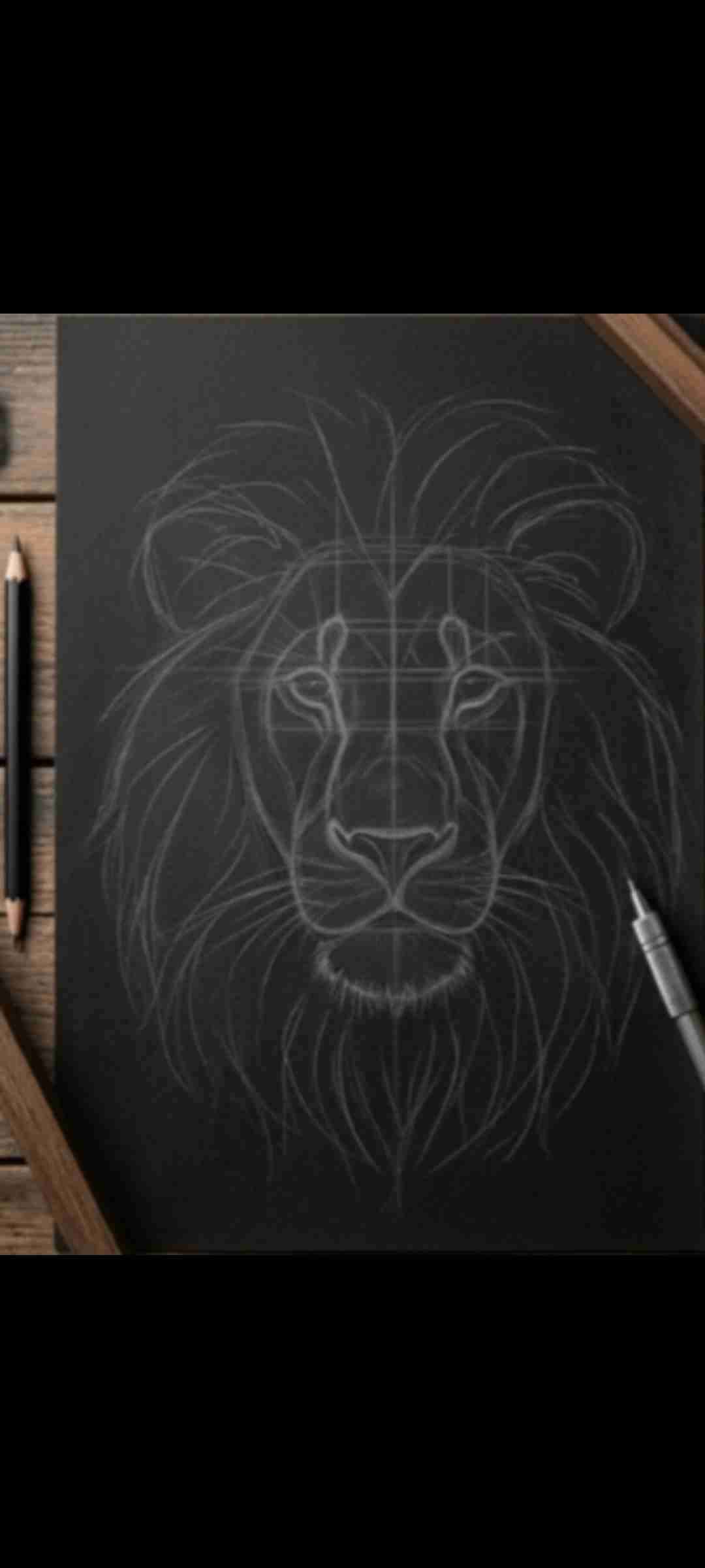 Cuadro de león en grafito estilo óleo - miniatura 2