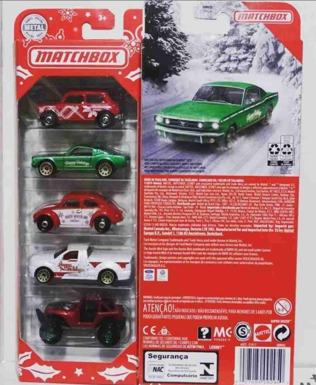 Pack de 5 Autos Metalicos Navideños Año 2019