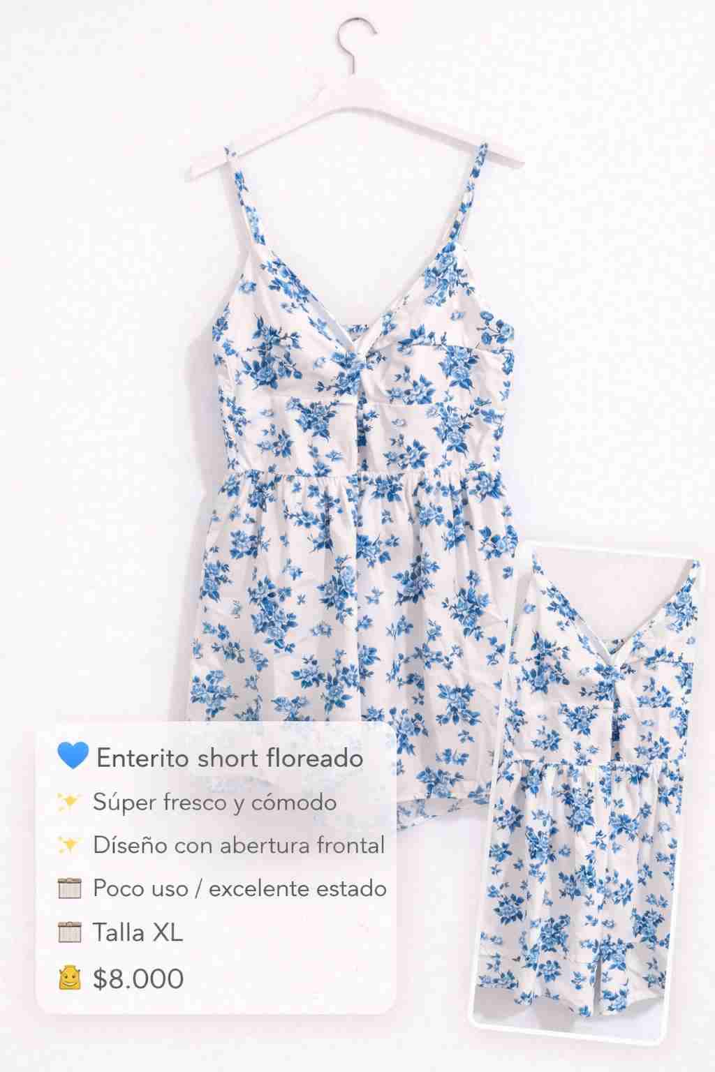 Enterito floral blanco azul