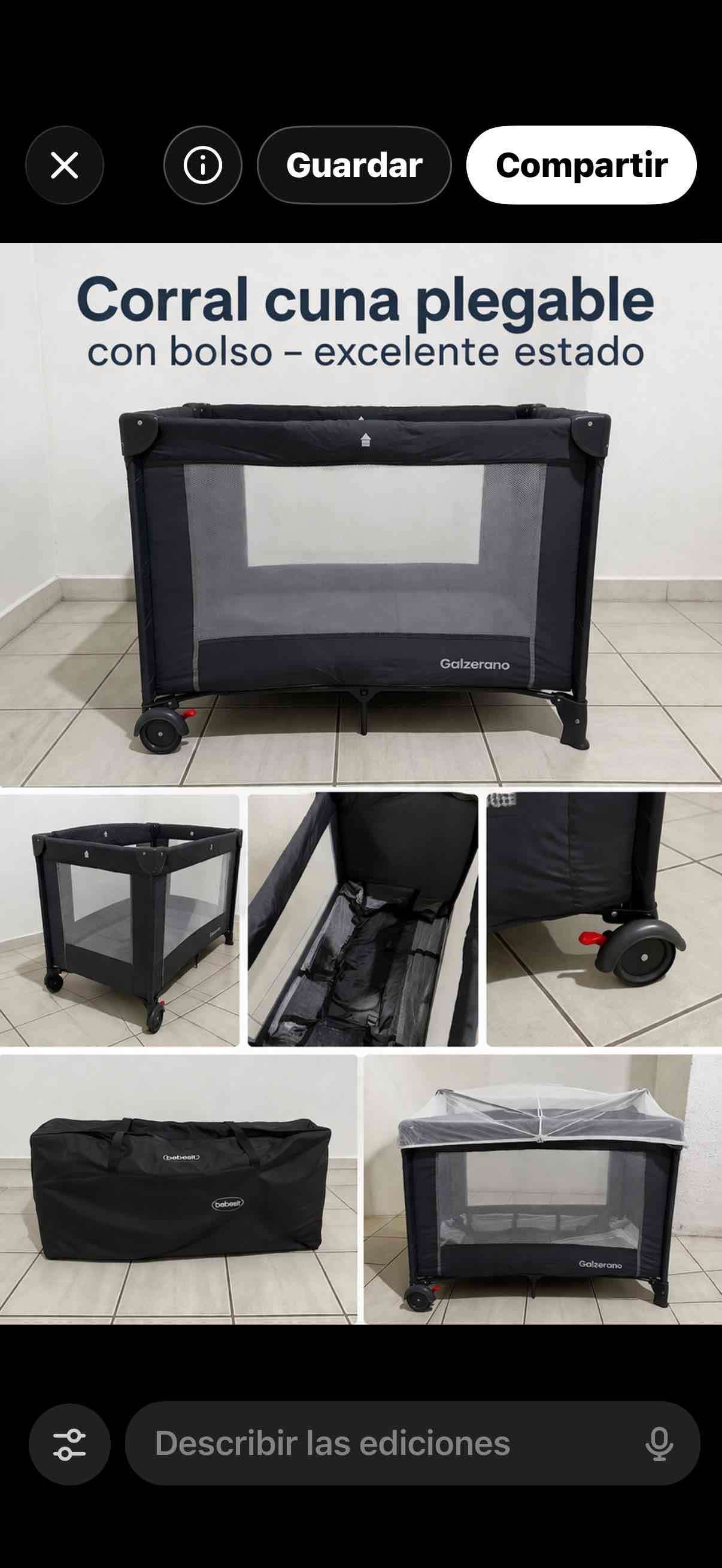 Corral cuna plegable negro