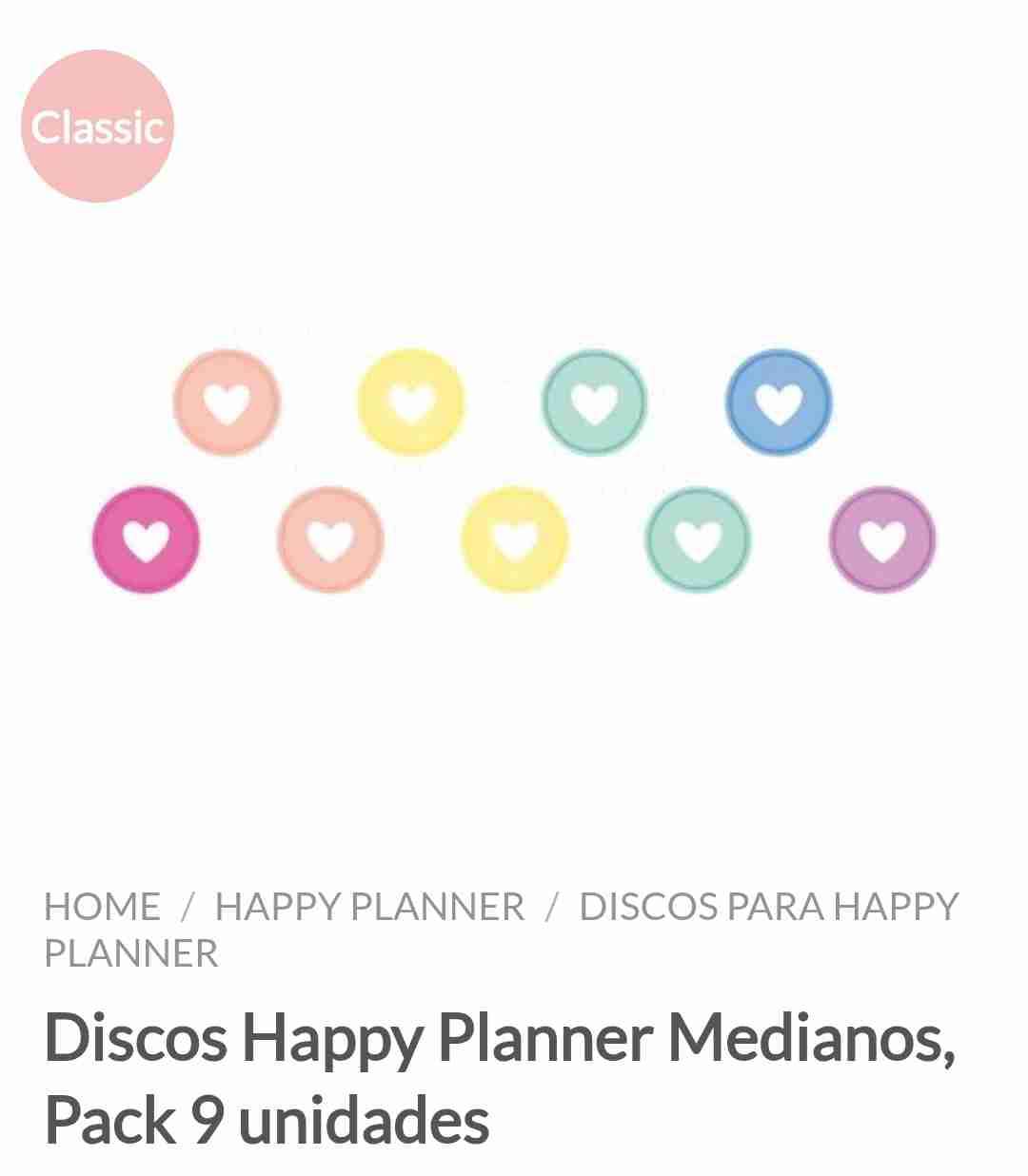 Pack 9 discos Happy Planner medianos