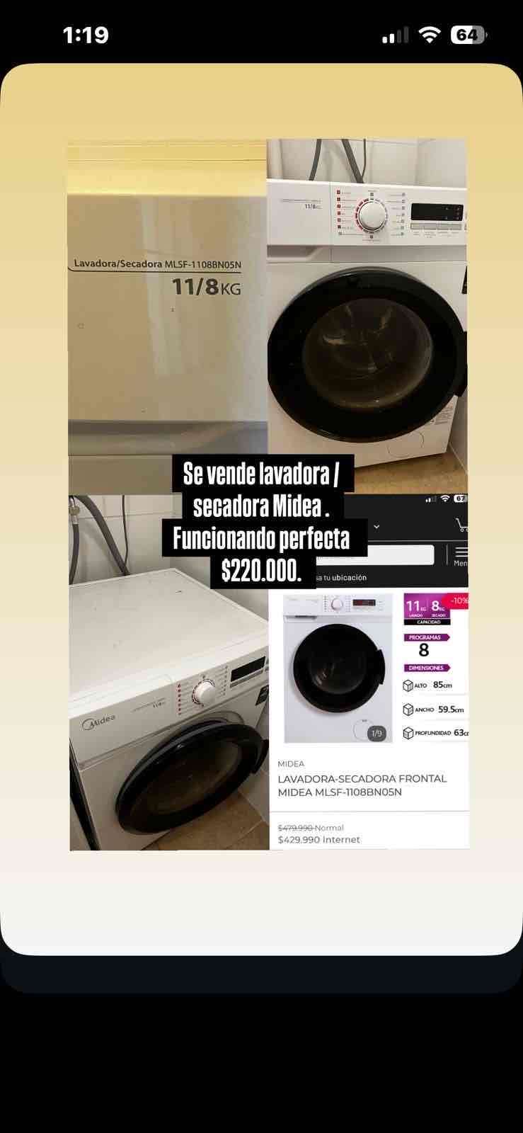 Lavadora/secadora Midea 11/8 kg