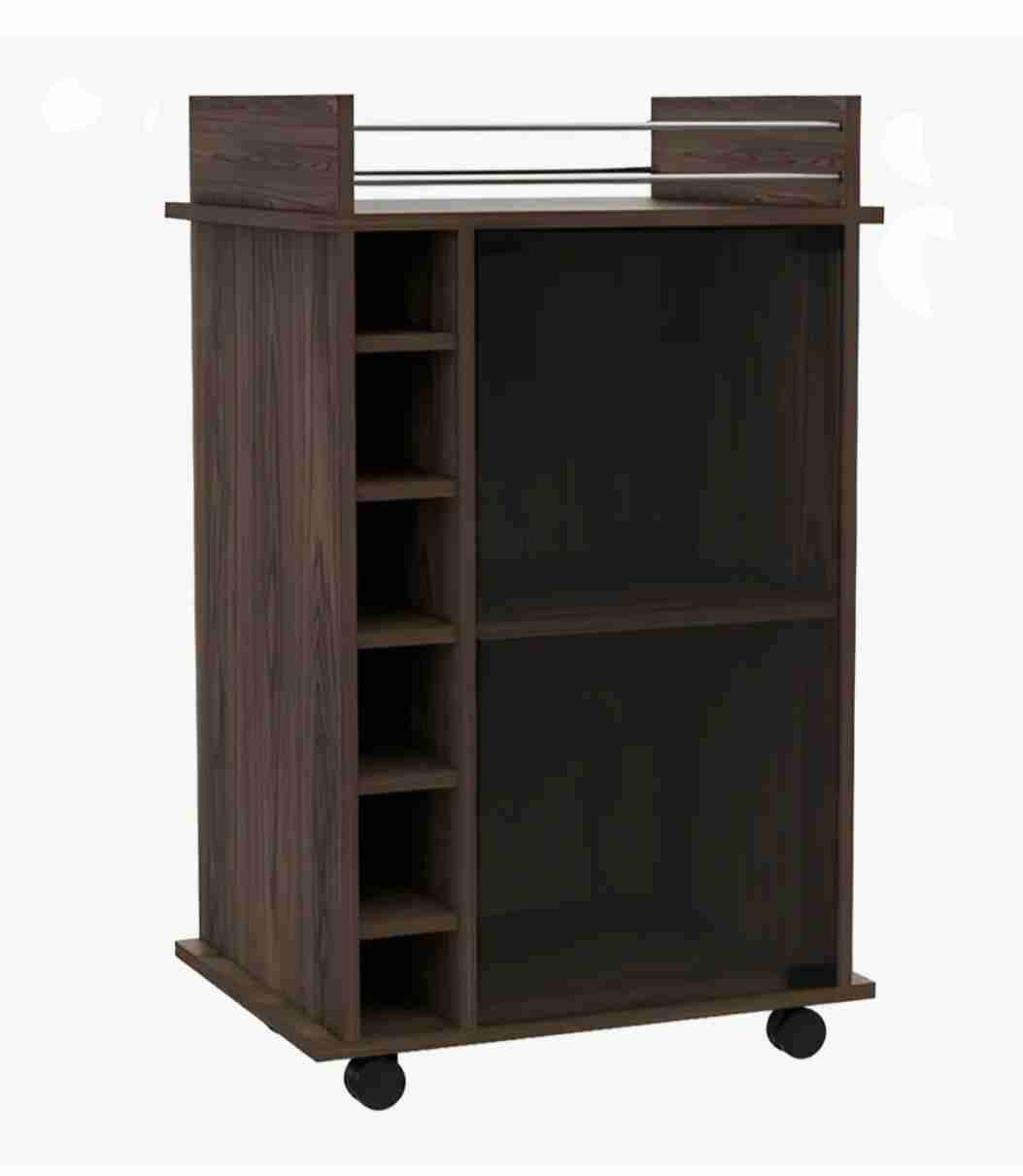 Bar caoba moderno con ruedas y puerta de vidrio - miniatura 6