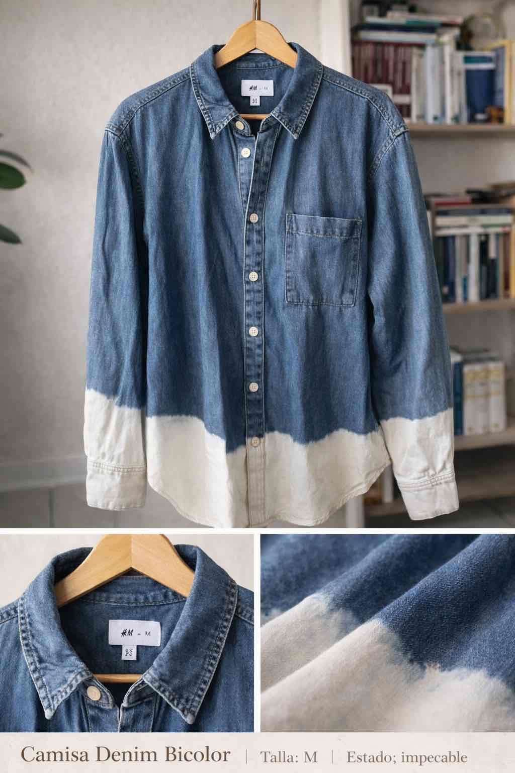 Camisa denim bicolor