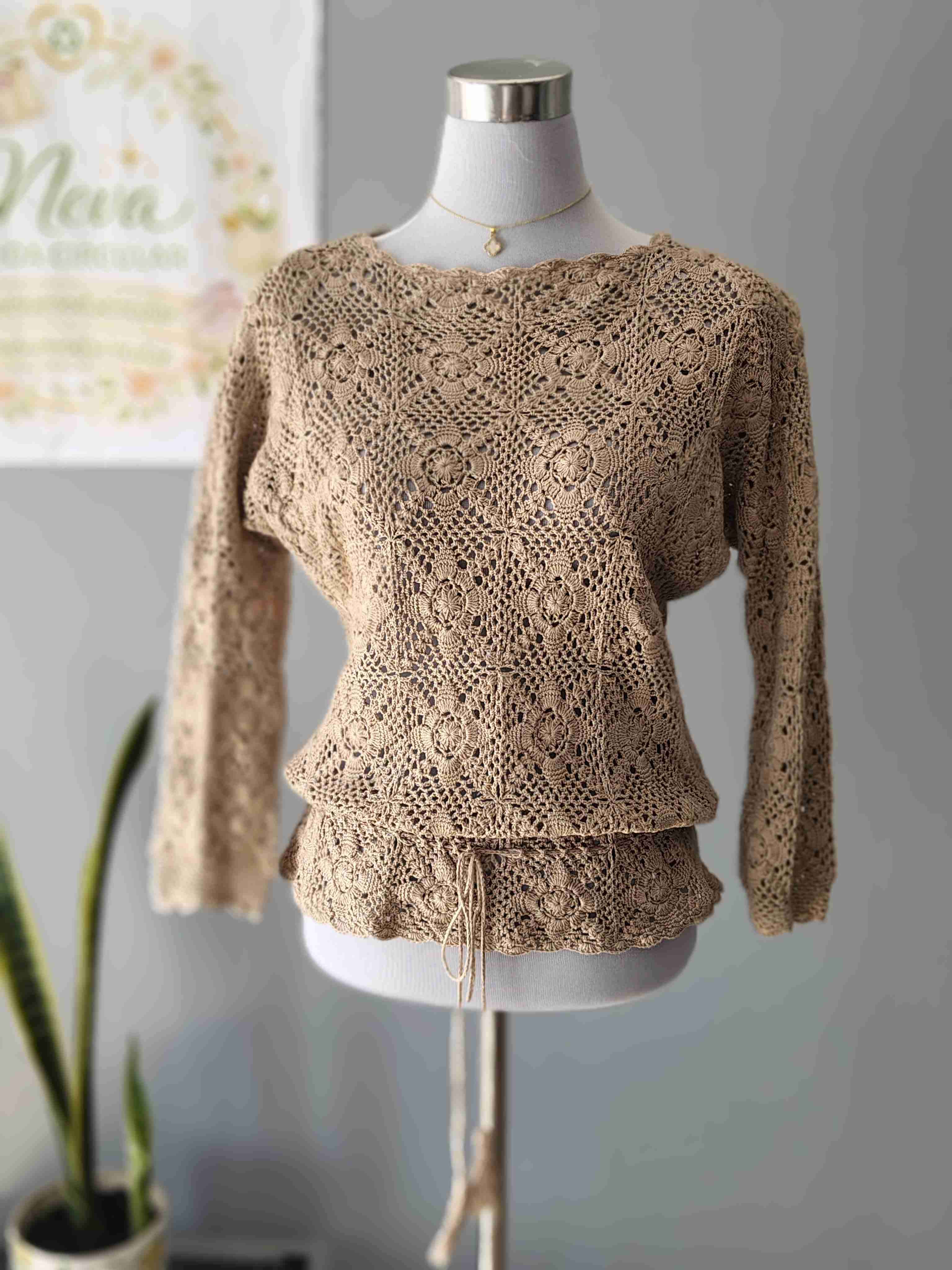 Sweater tejido beige floral - miniatura 2