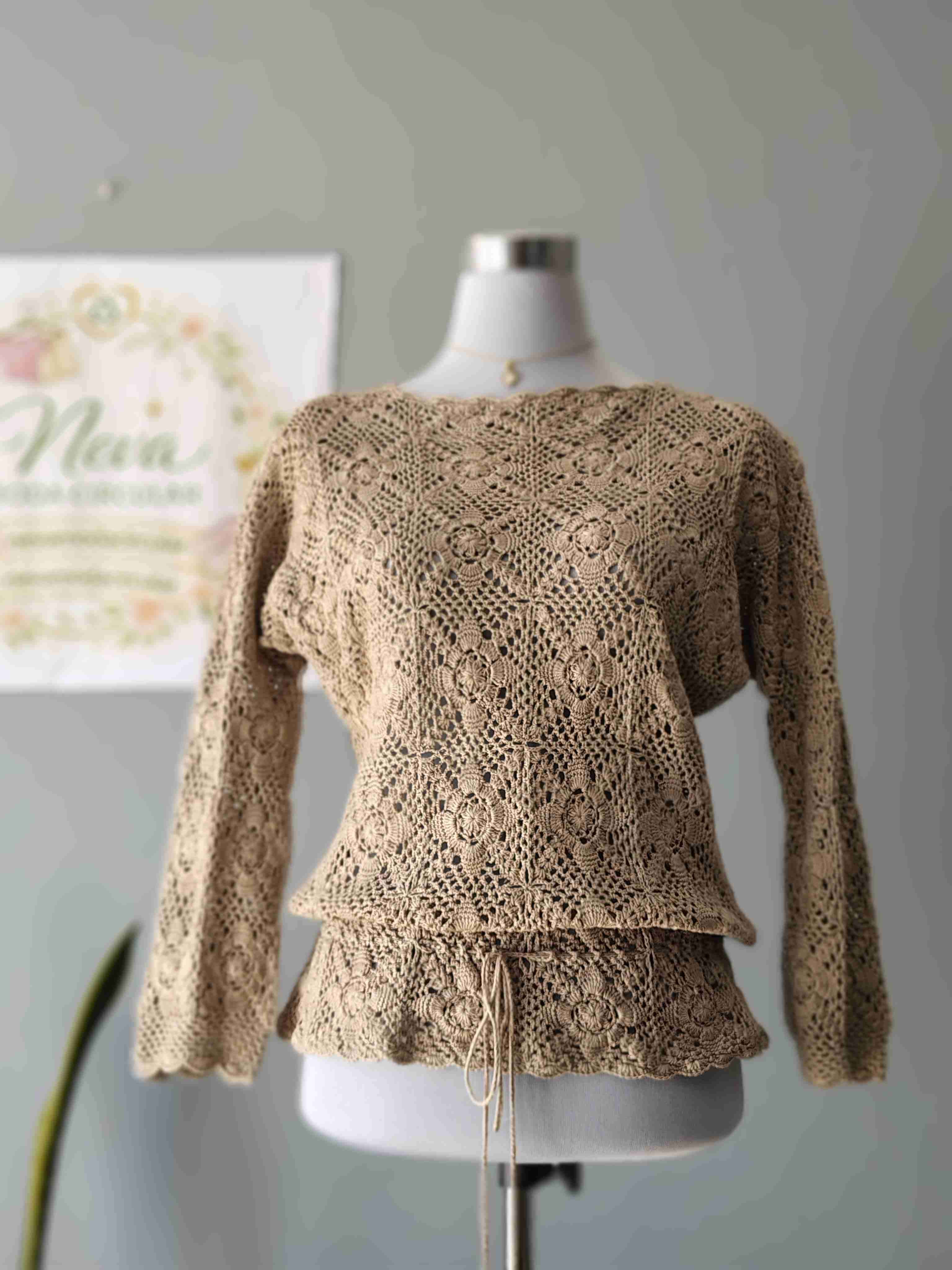 Sweater tejido beige floral - miniatura 4