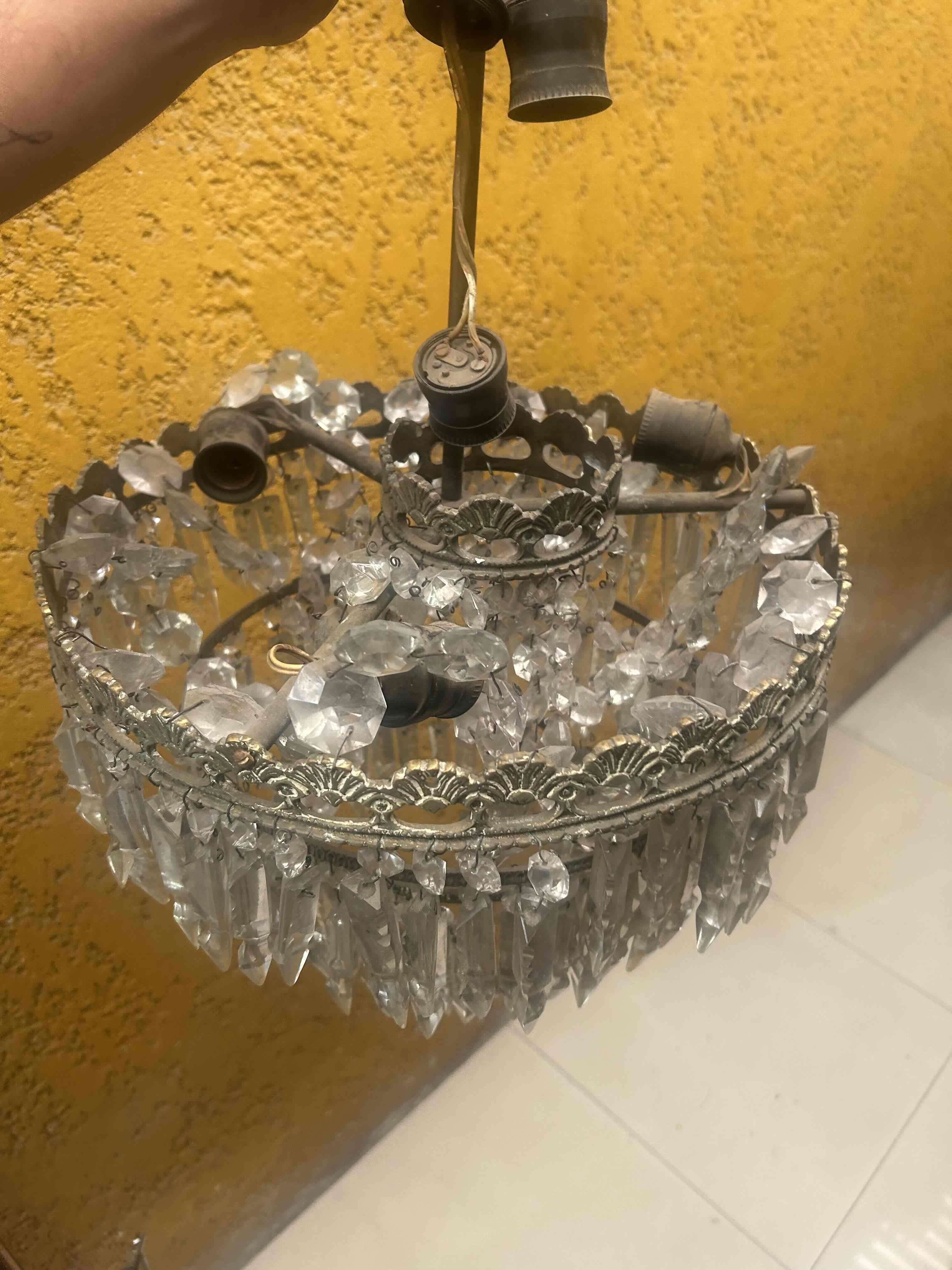 Lámpara de cristal vintage. Bronce.