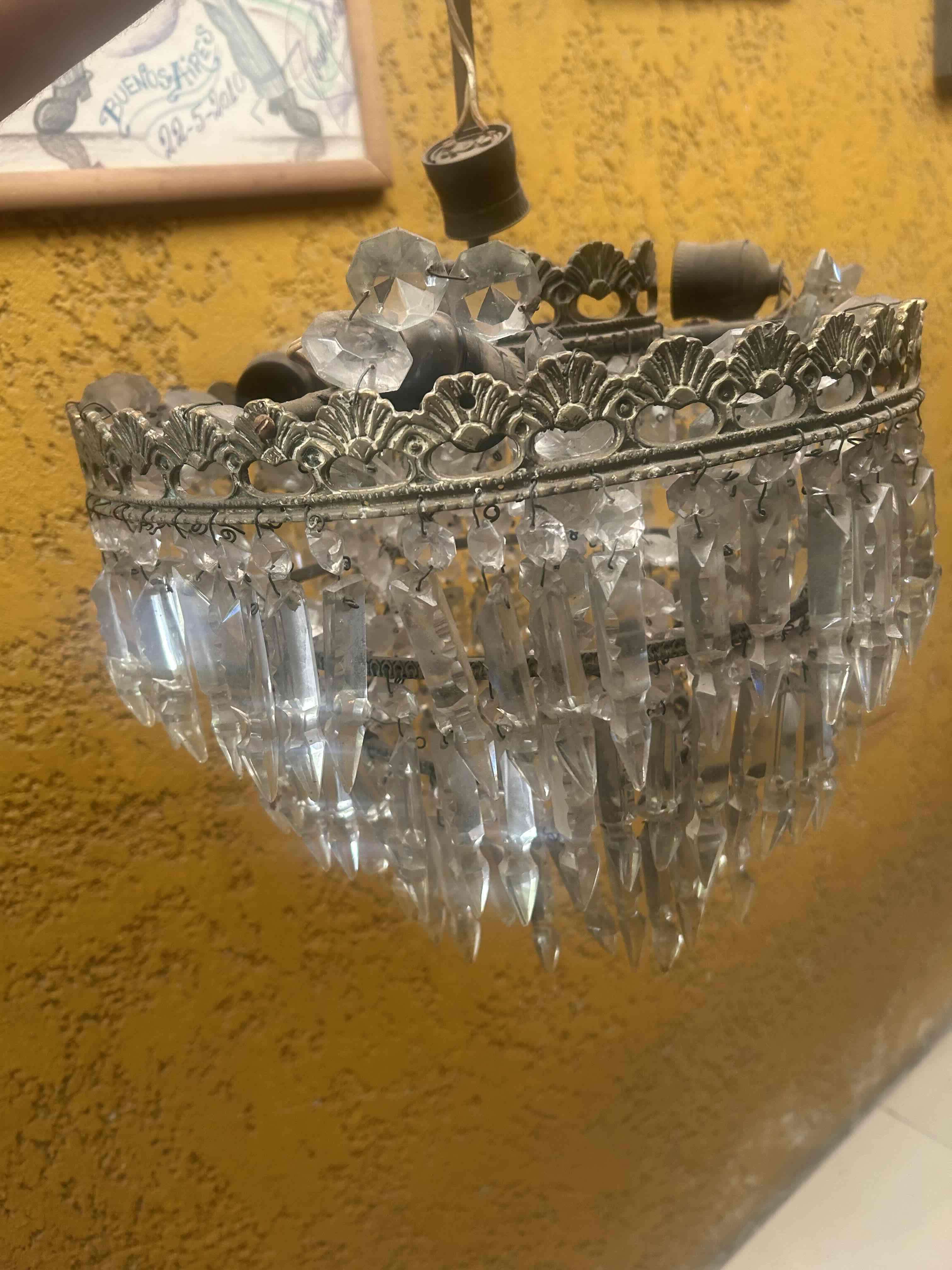 Lámpara de cristal vintage. Bronce. - 2