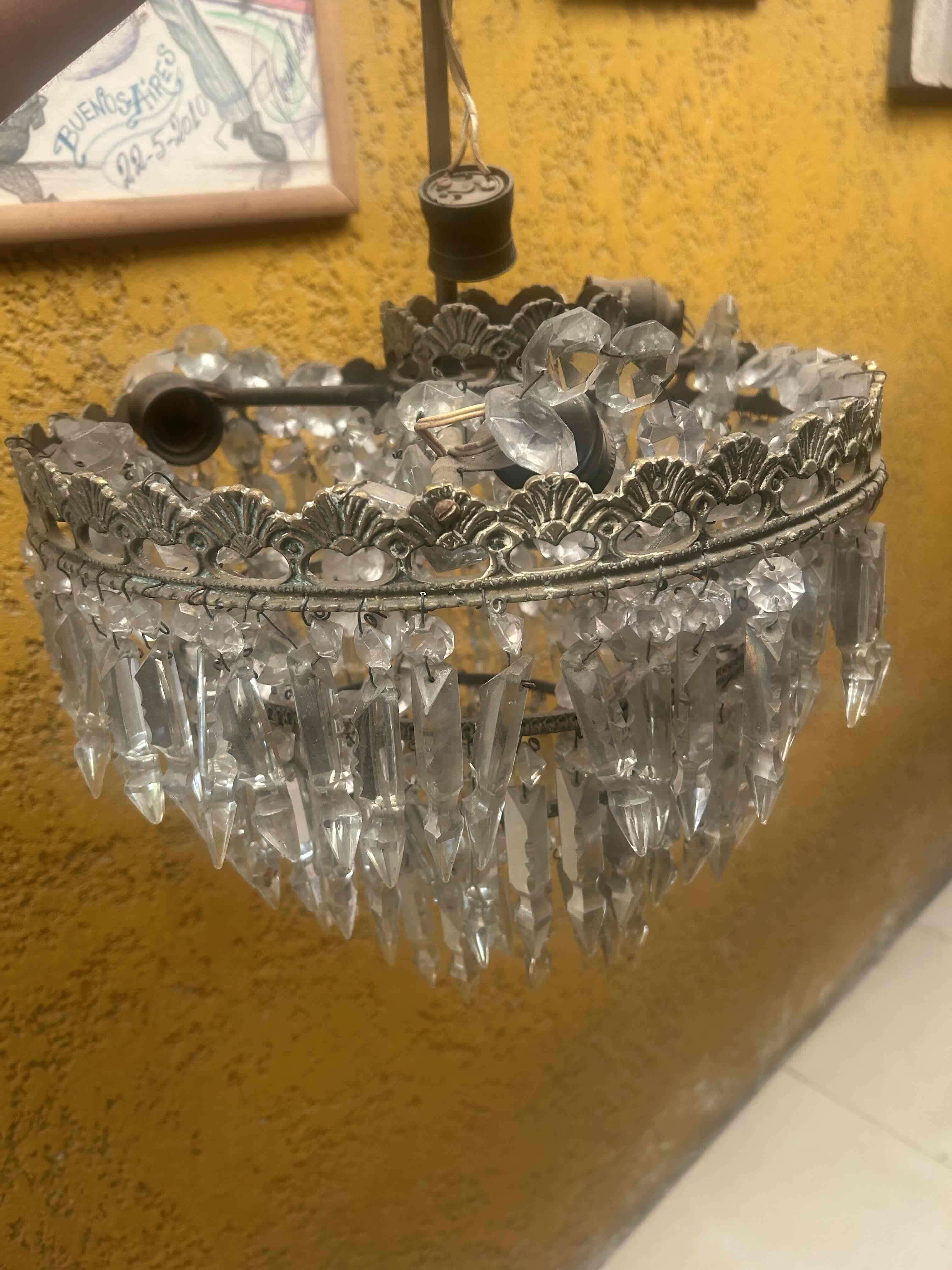 Lámpara de cristal vintage. Bronce. - 3